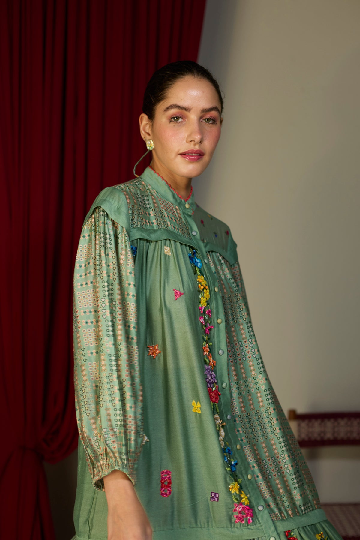 Verdant Green Printed Dress