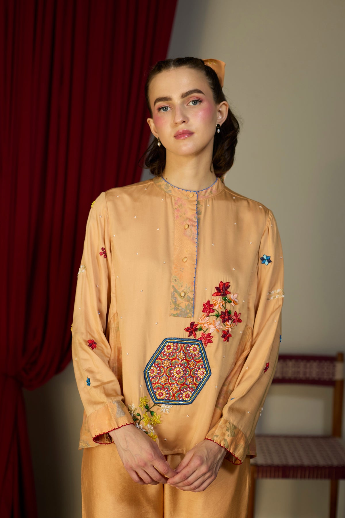 Soufflé Orange Floral Top