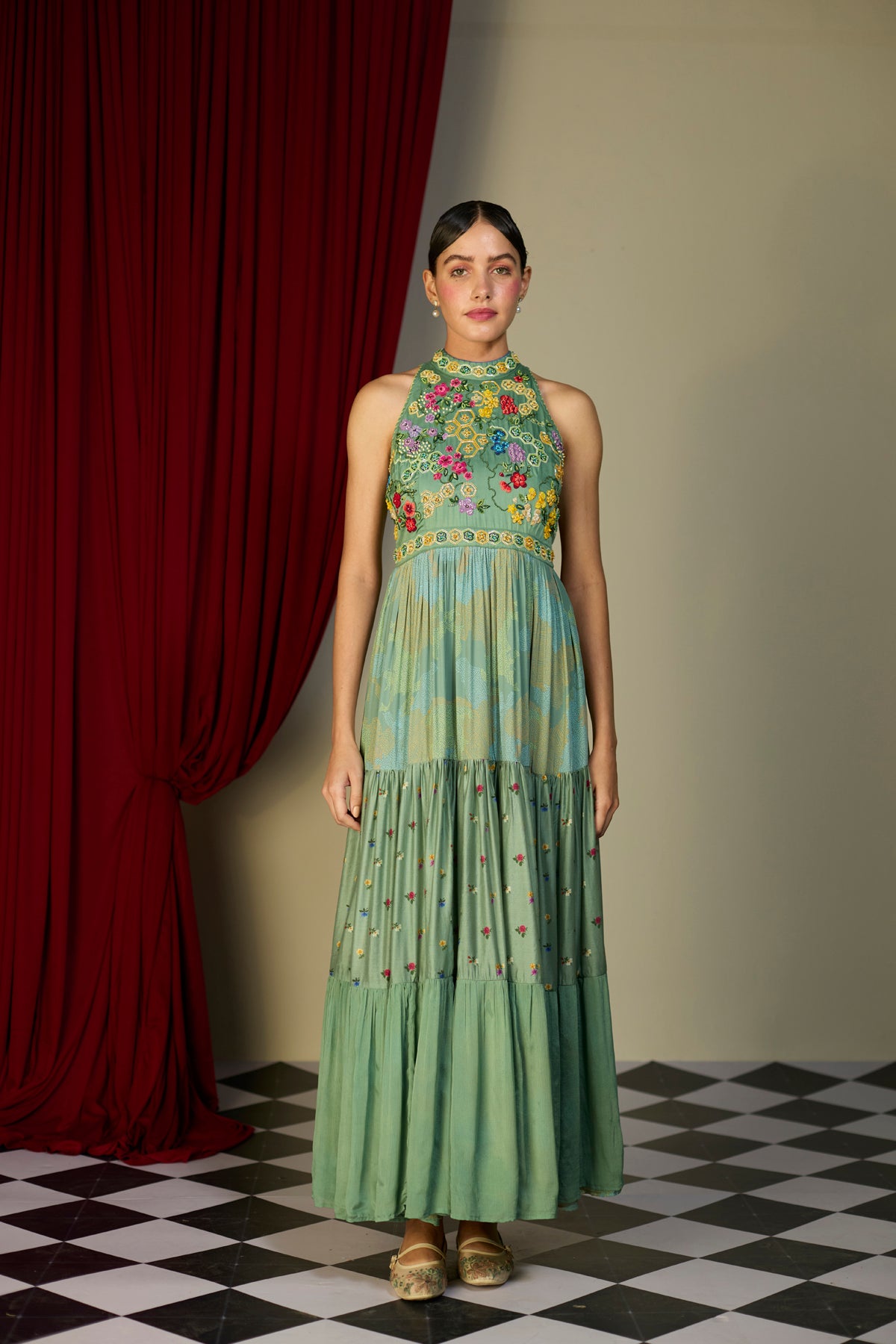 Verdant Green Halter Dress