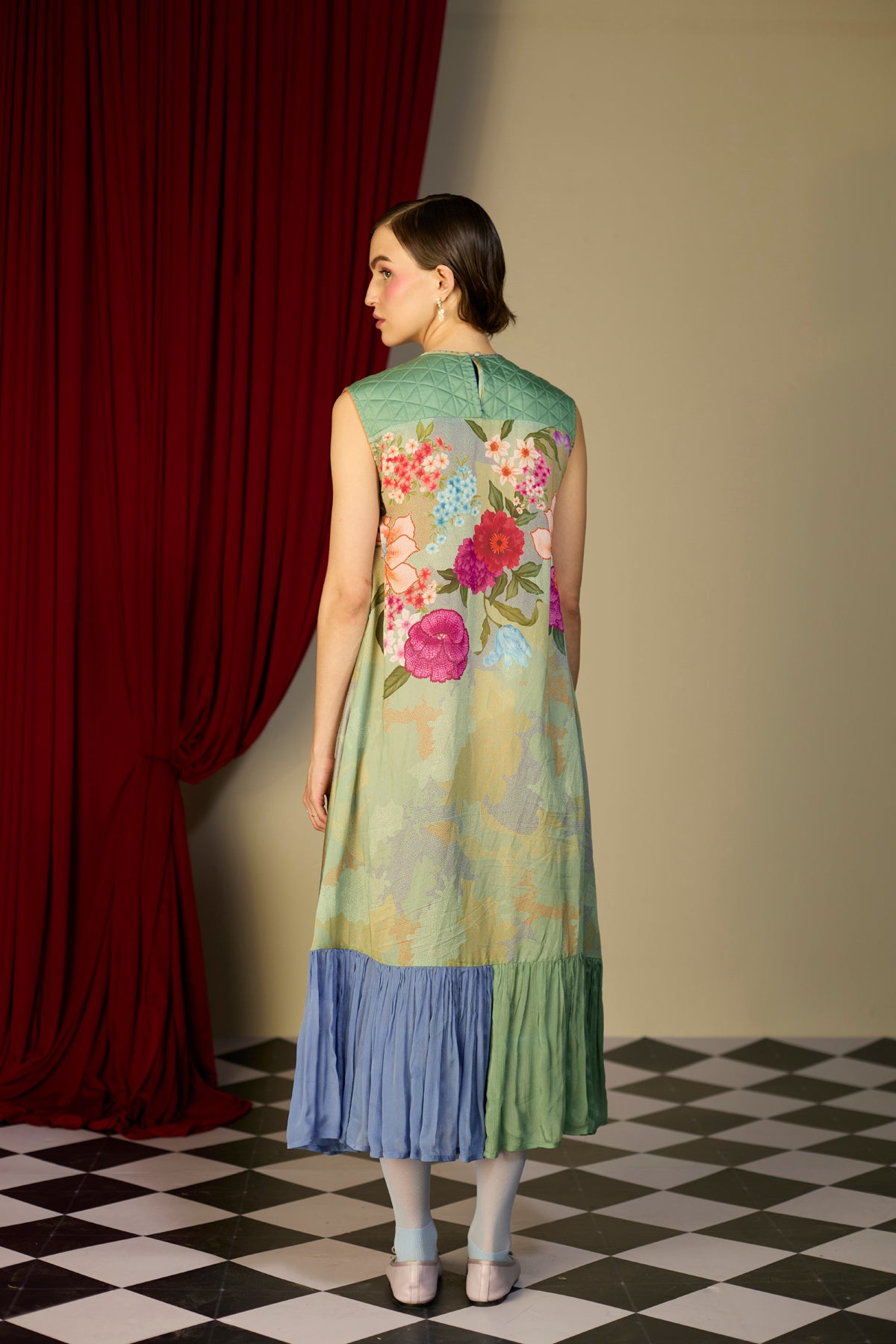 Verdan Green Gathered Dress