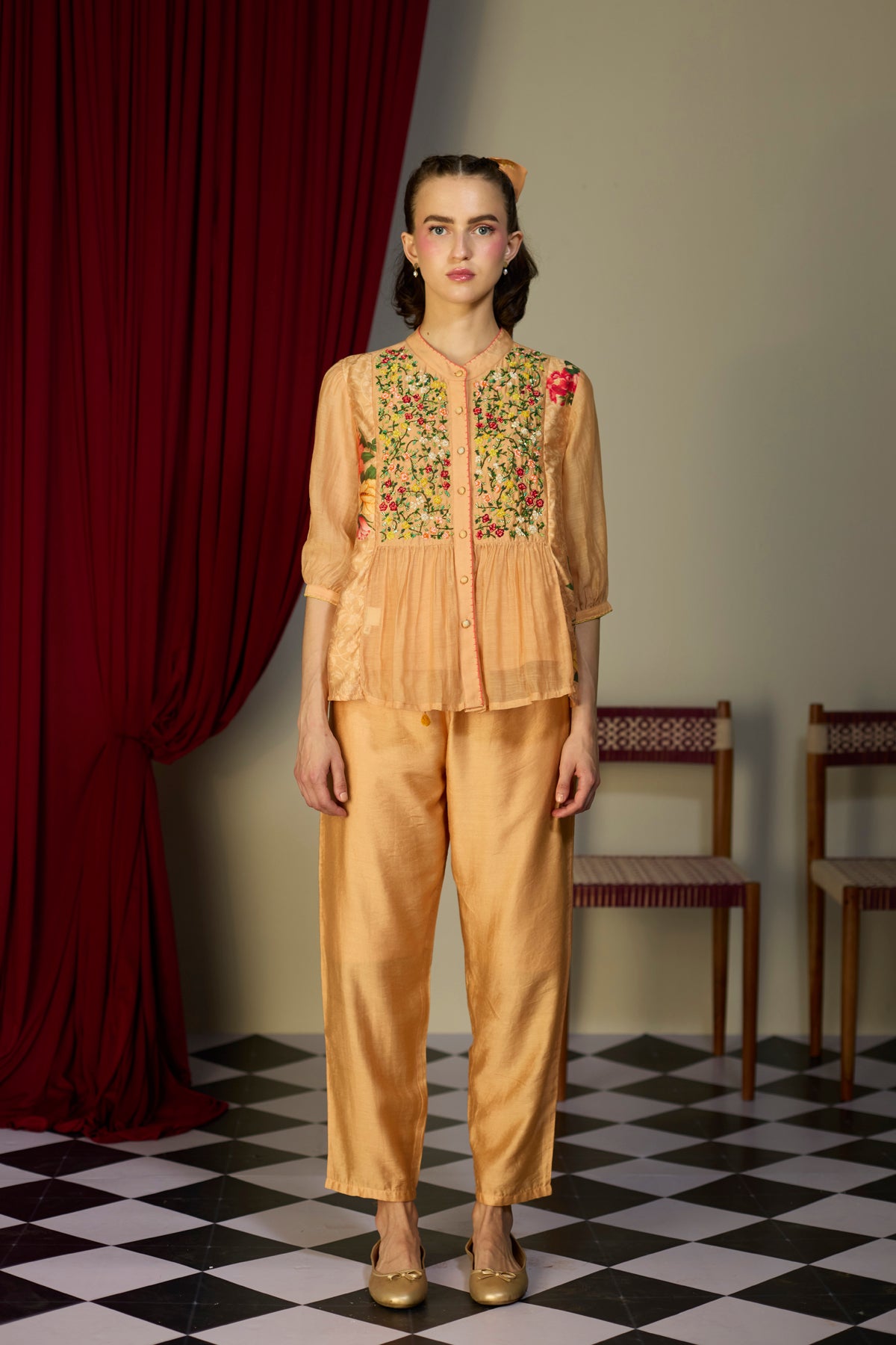 Soufflé Orange Beaded Top