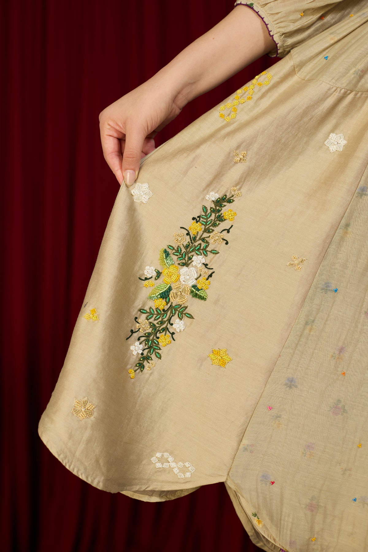 Heirloom Beige Scalloped Dress