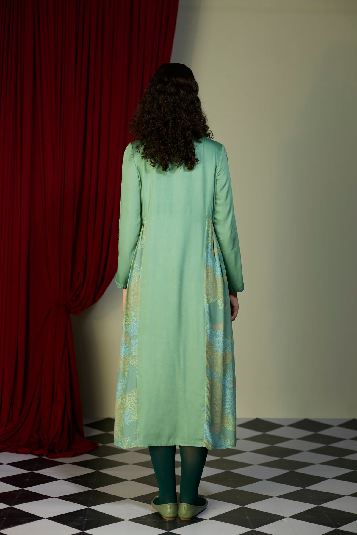 Verdant Green Floral Beaded Tunic