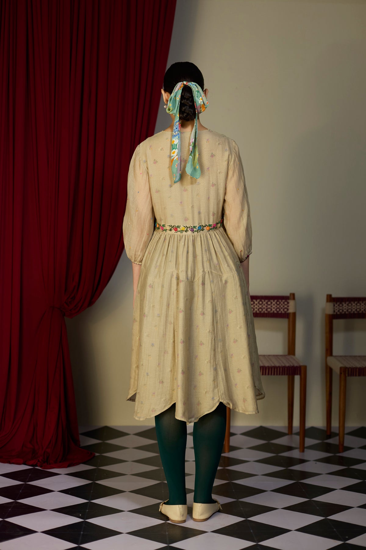 Heirloom Beige Scalloped Dress