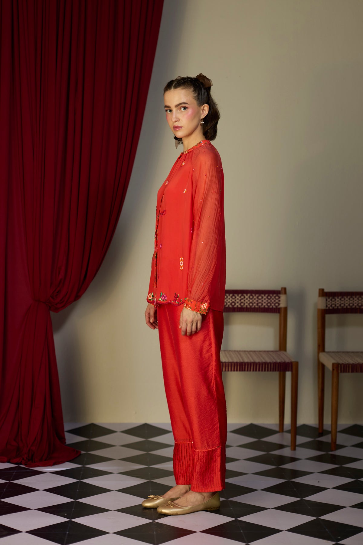 Scarlet Red Floral Tunic