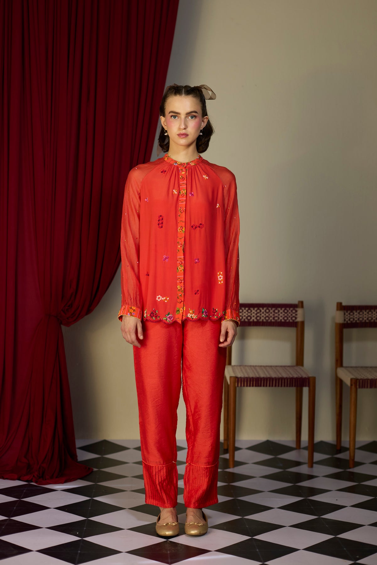 Scarlet Red Floral Tunic