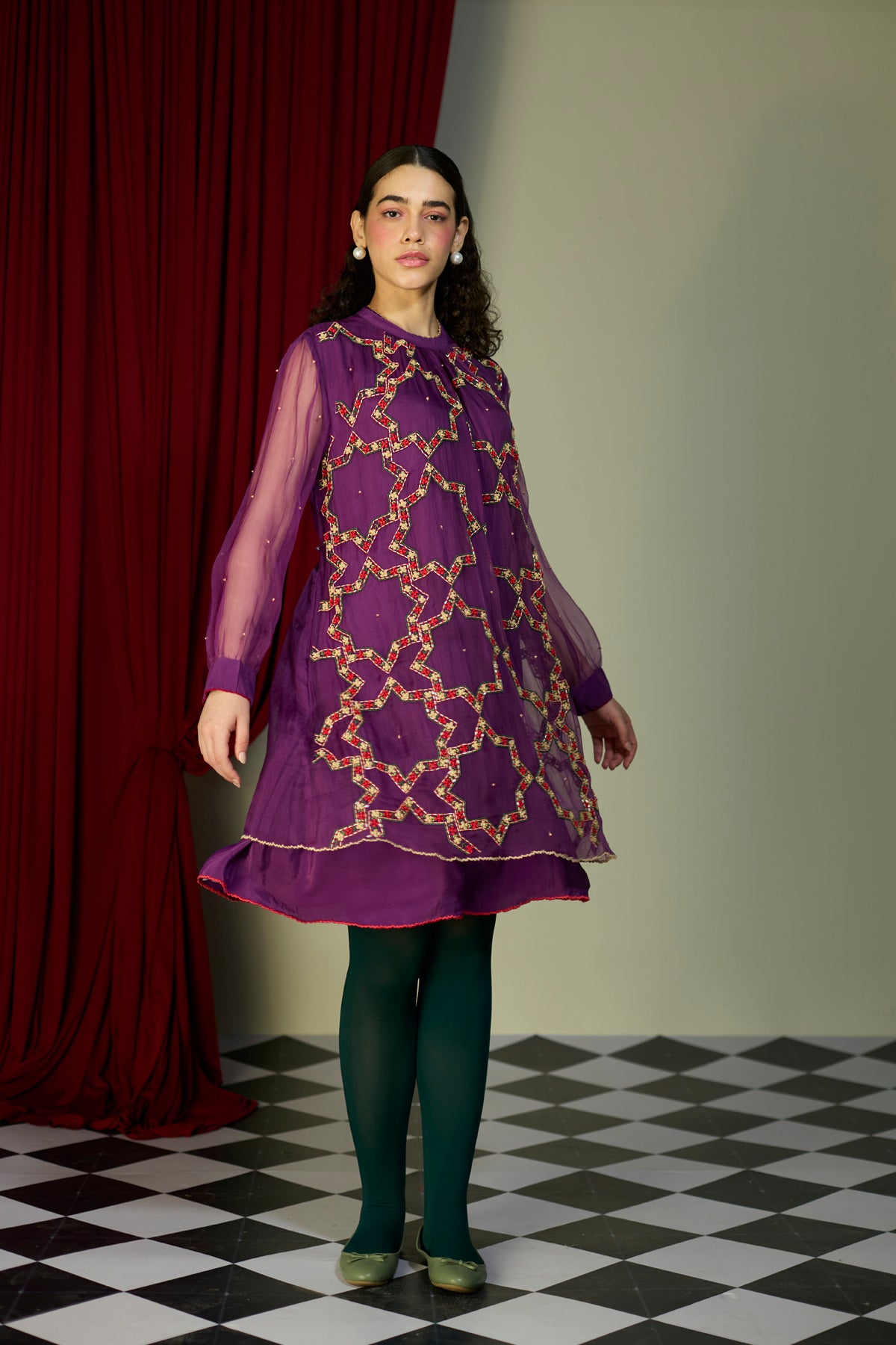 Regal Orchid Embroidered Dress