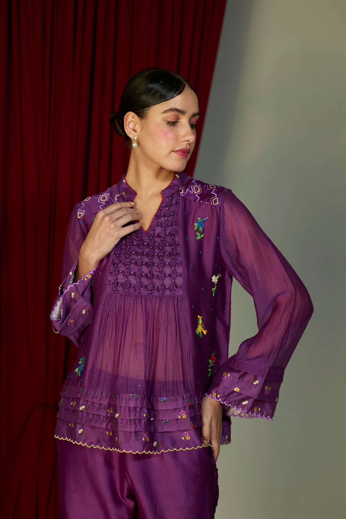 Regal Orchid Smocked Top