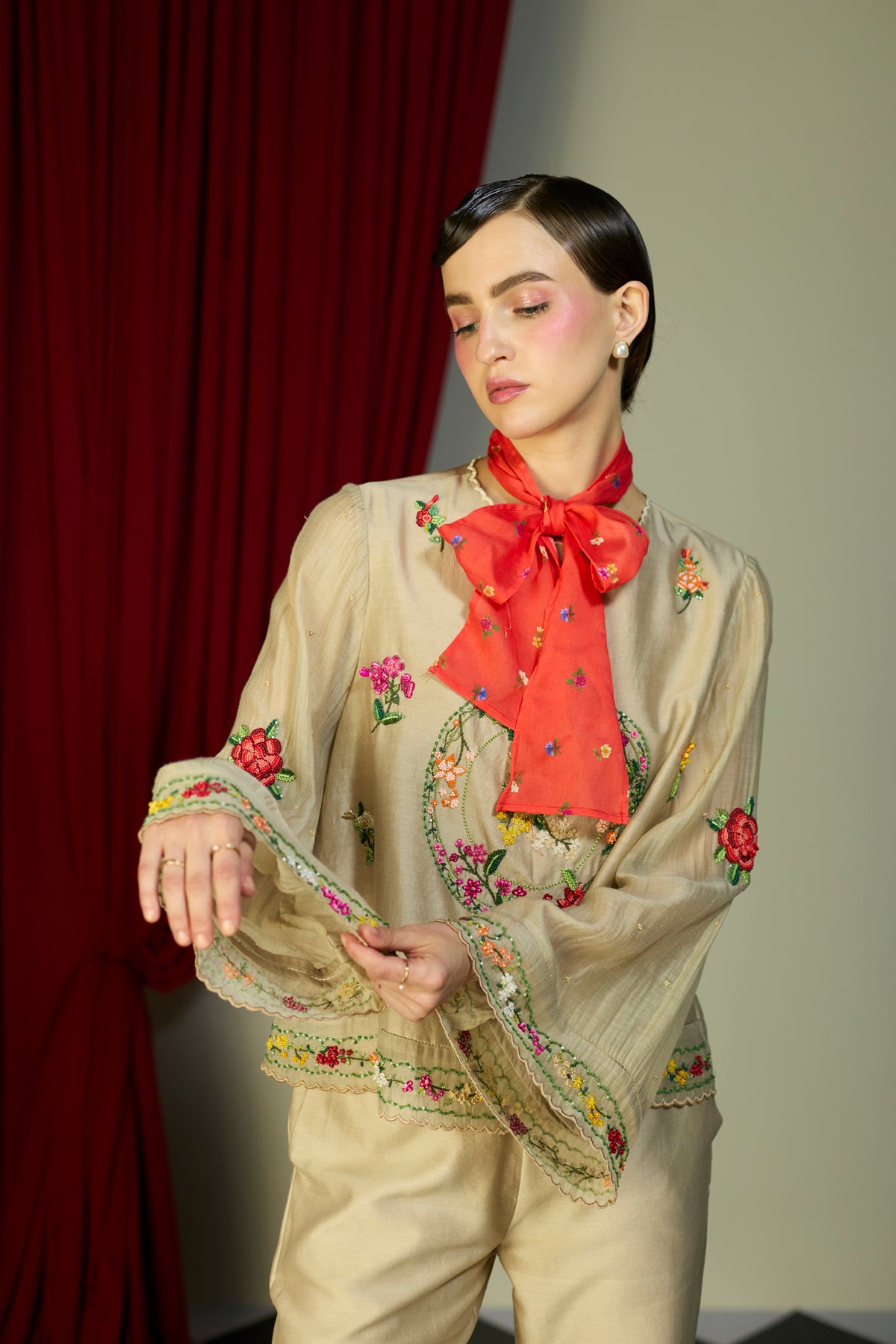 Heirloom Beige Beaded Top