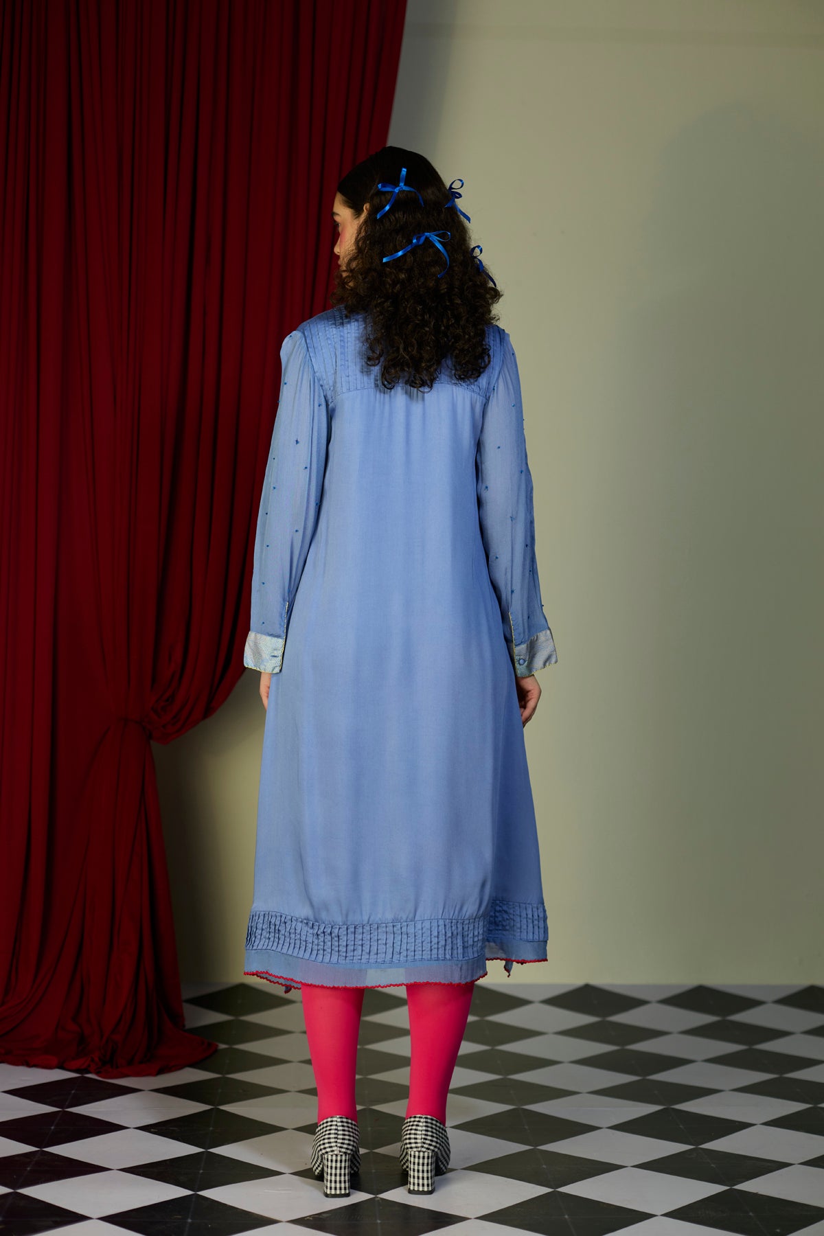 Periwinkle Blue Beaded Floral Dress