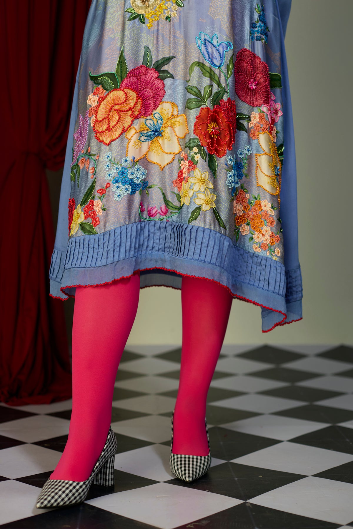 Periwinkle Blue Beaded Floral Dress