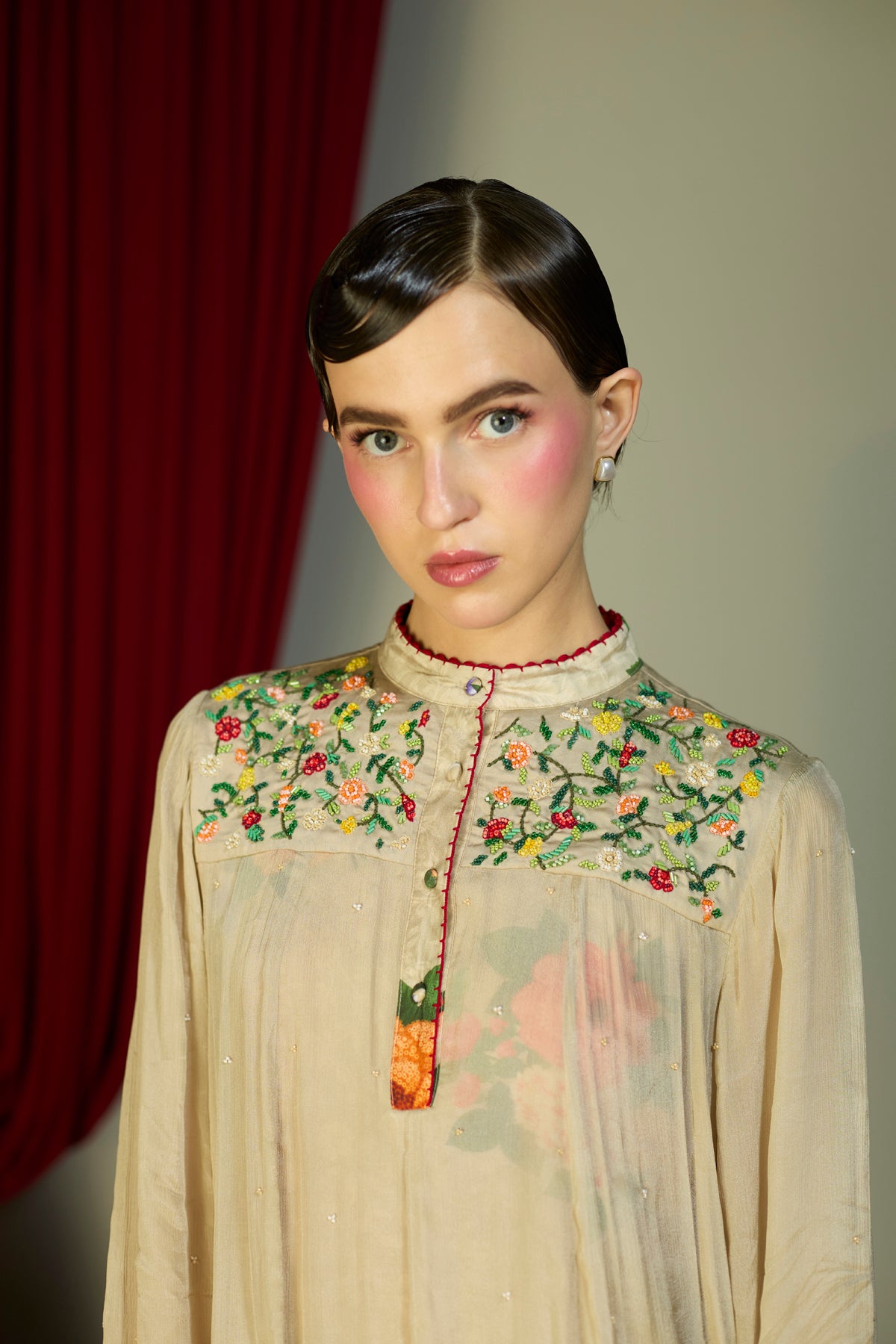 Heirloom Beige Beaded Dress