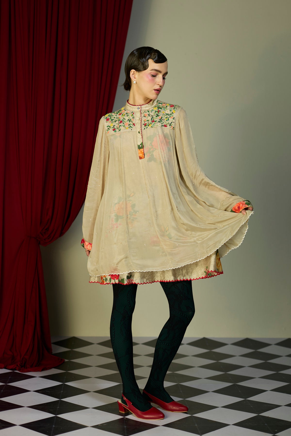 Heirloom Beige Beaded Dress