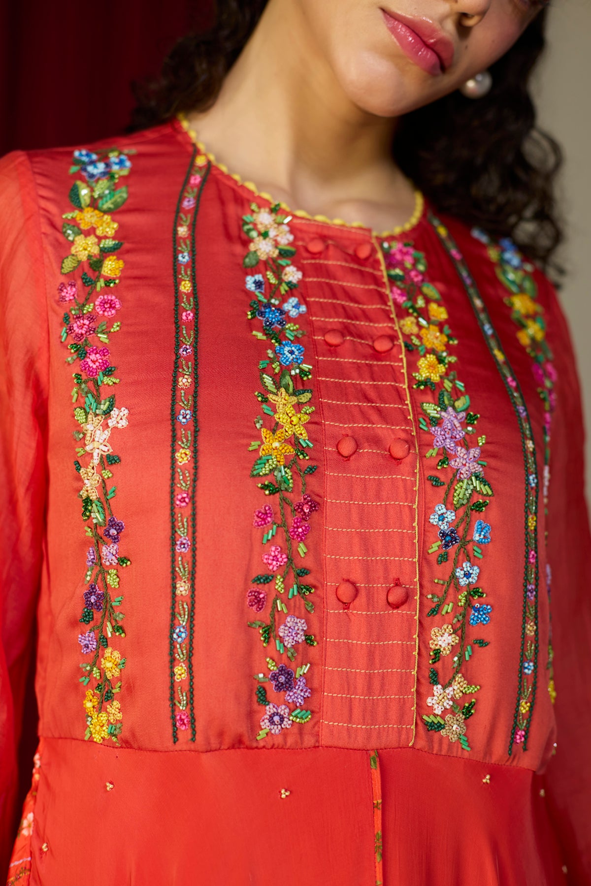 Scarlet Red Floral Dress