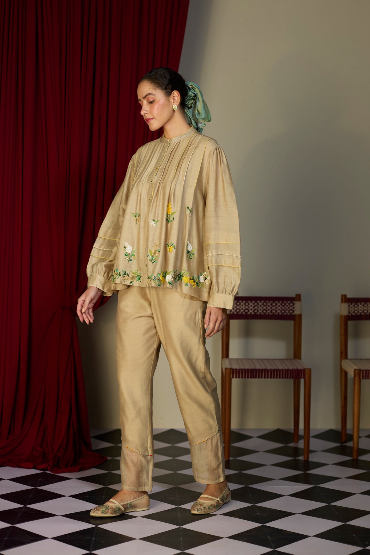 Heirloom Beige Beaded Shirt