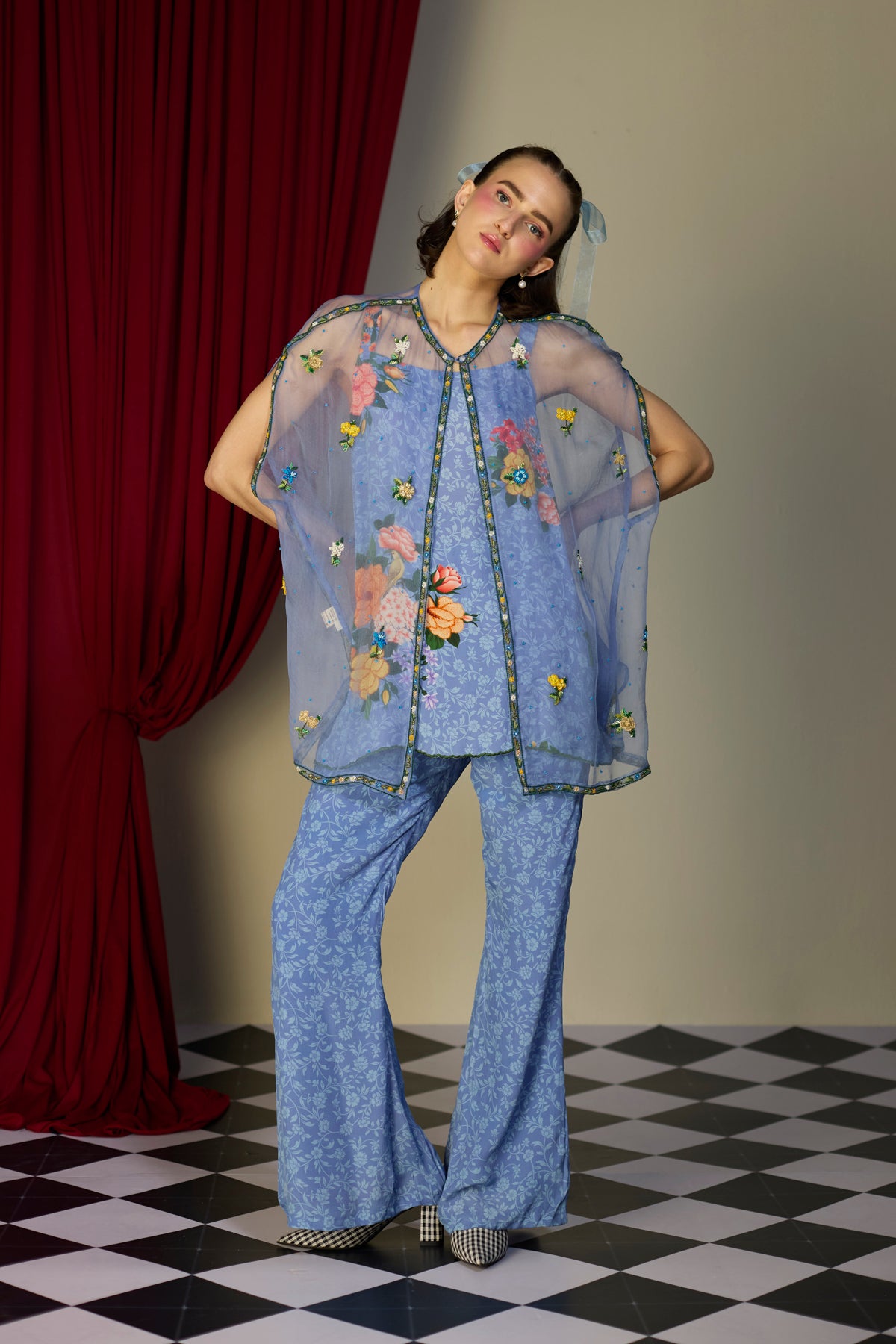 Periwinkle Blue Sheer Top