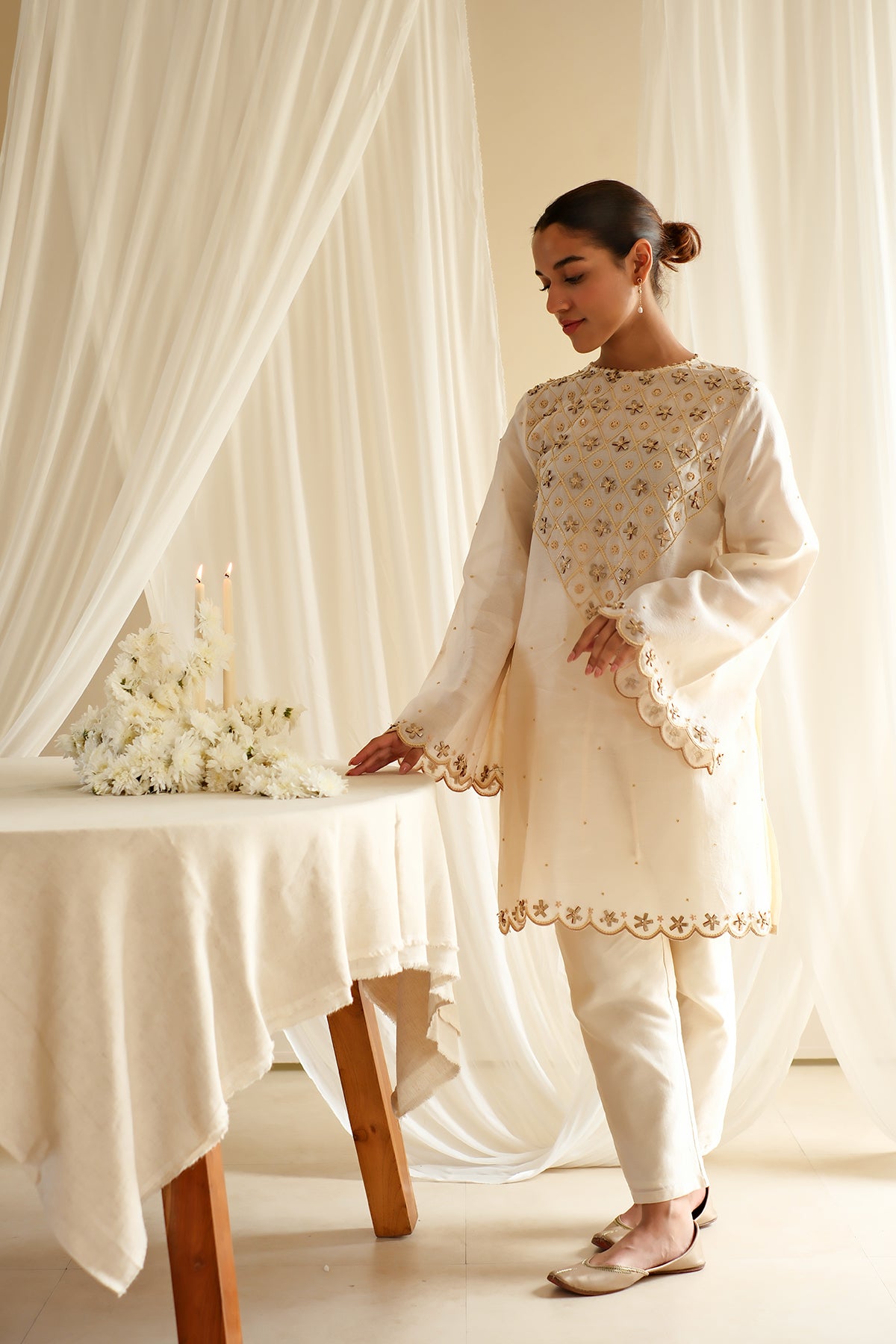 Pearl Embroidered Kurta Set