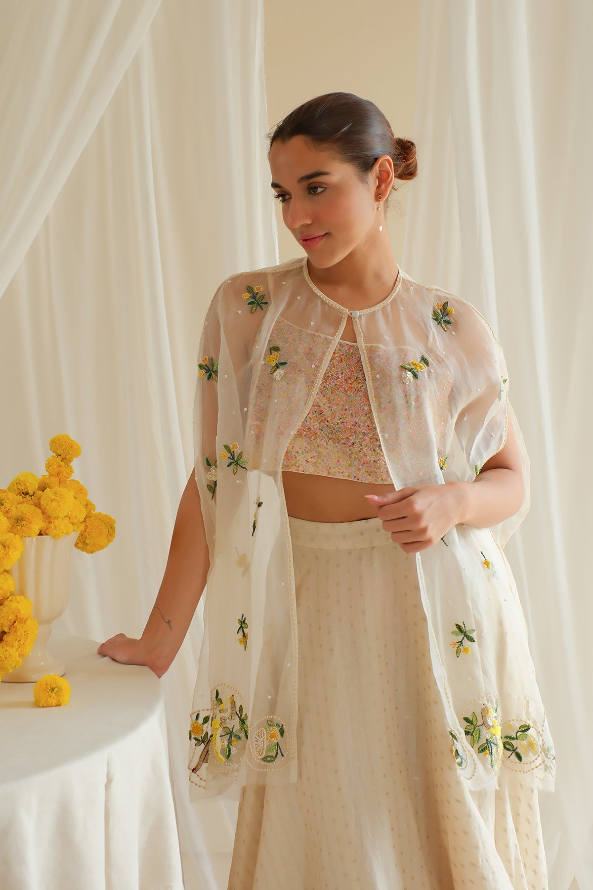 Pearl Sheer Organza Lehenga Set