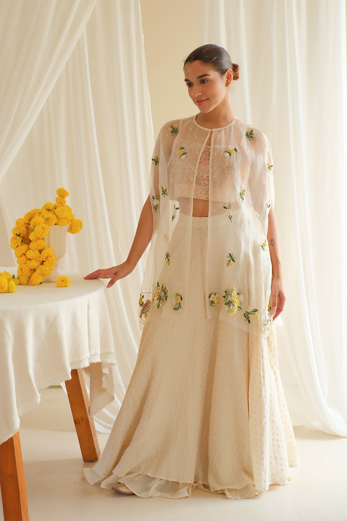 Pearl Sheer Organza Lehenga Set