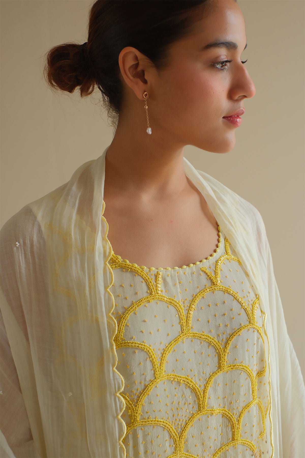 Amber Beaded Sharara Set