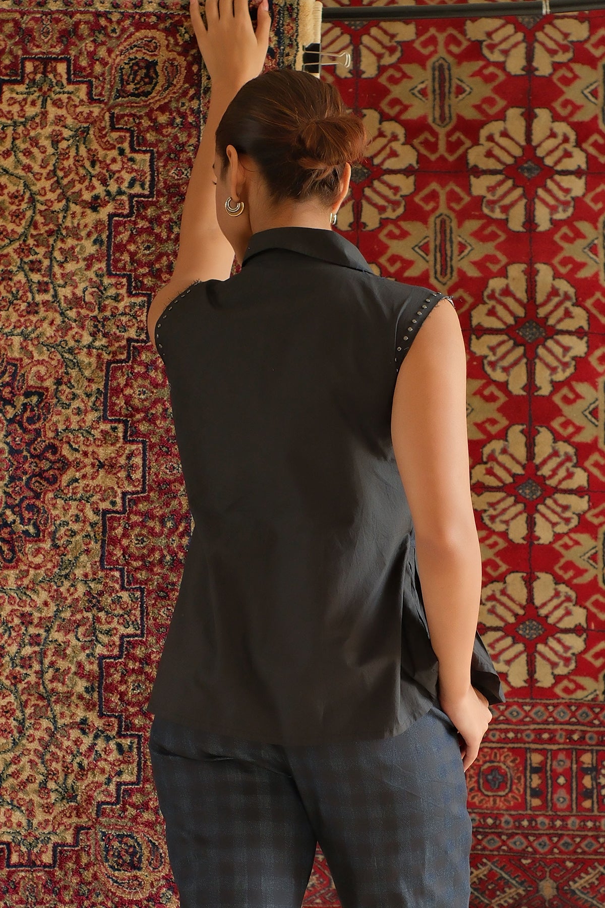 Midnight Blue Gathered Top