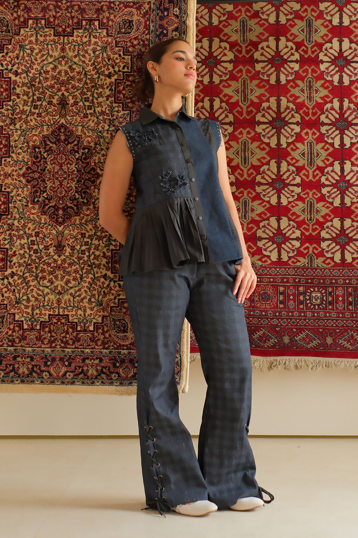 Midnight Blue Gathered Top
