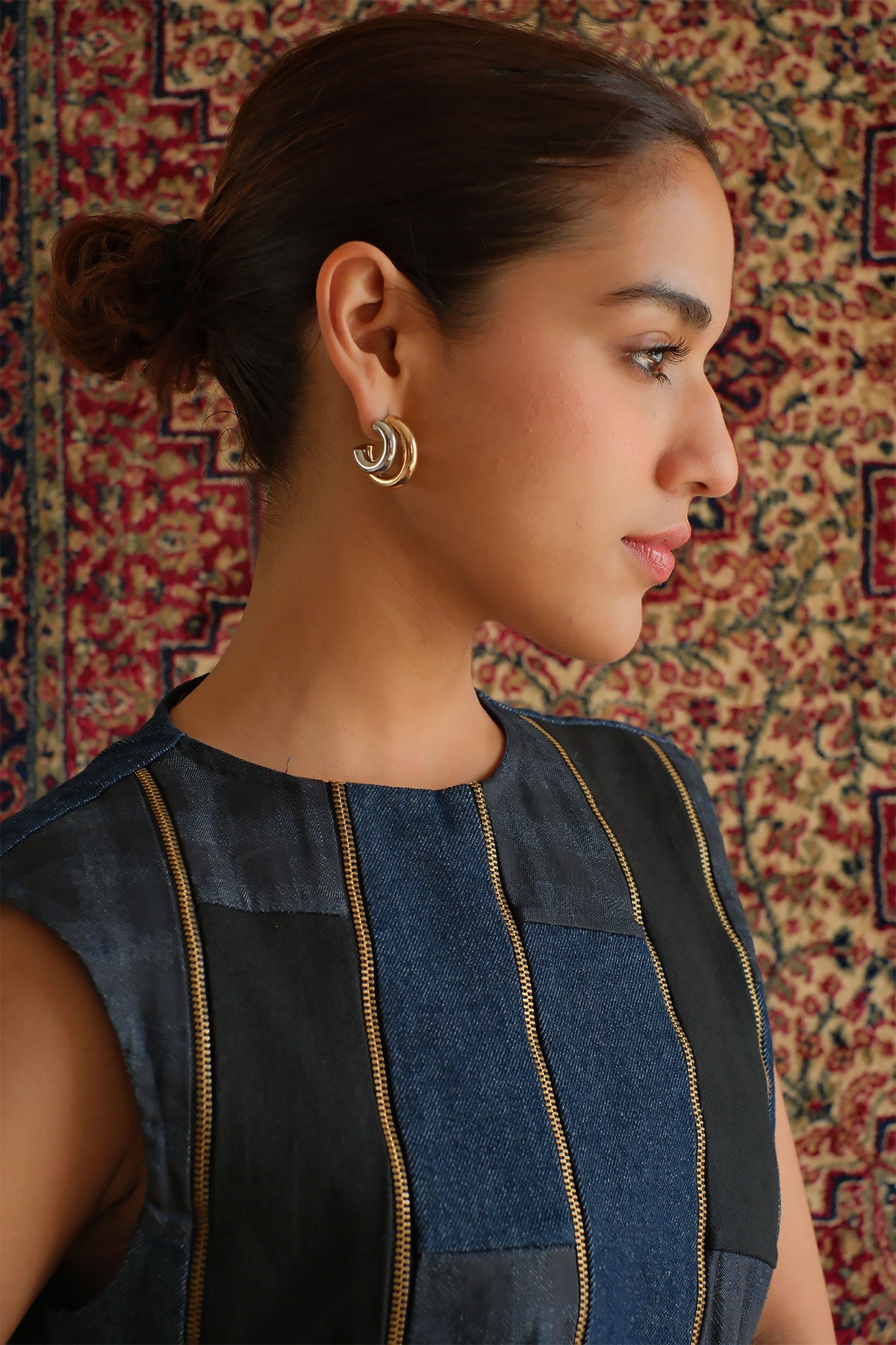 Midnight Blue Panelled Denim Top