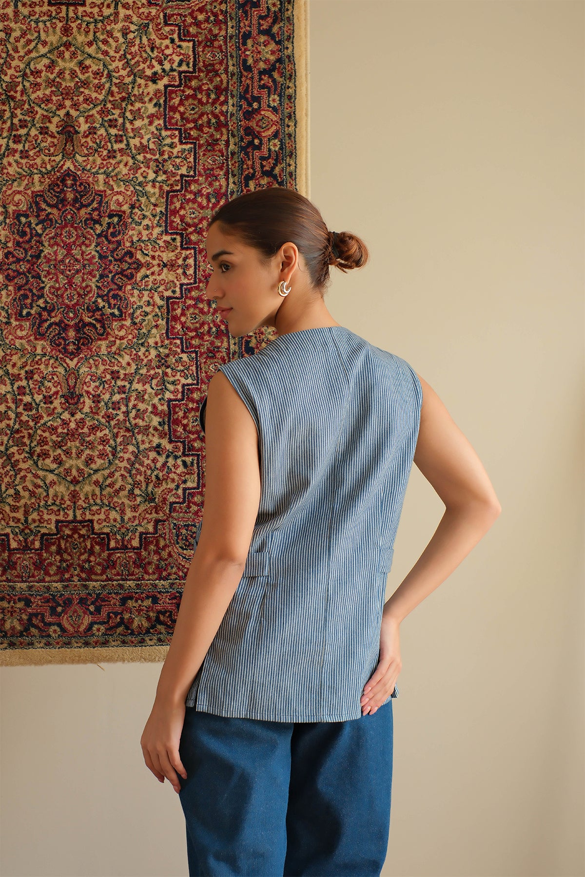 Blue Striped Denim Jacket