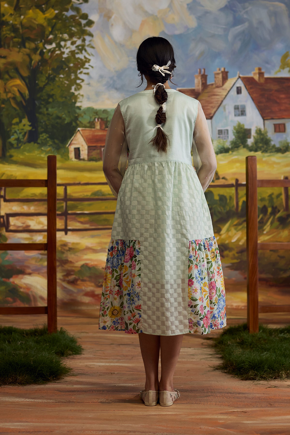 Meadow Floral Checkered Dress