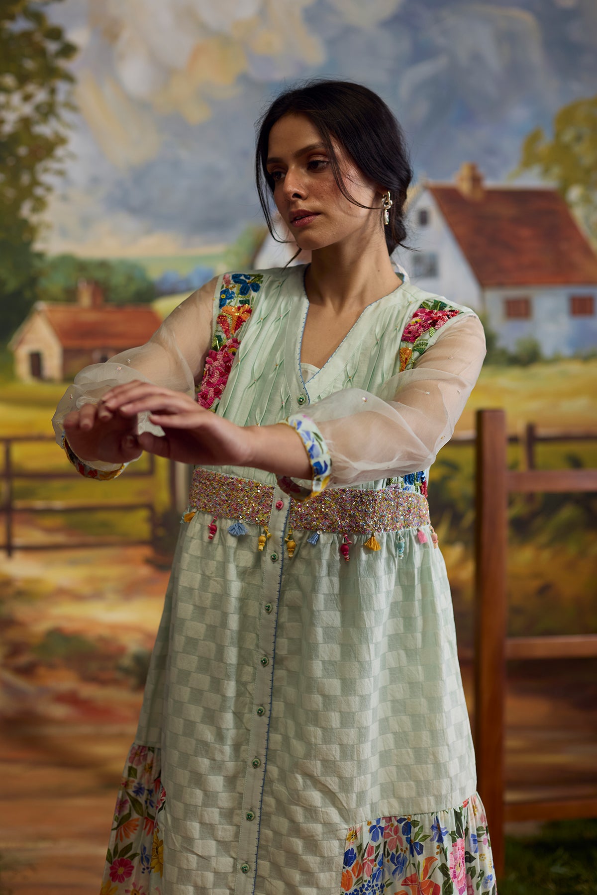 Meadow Floral Checkered Dress