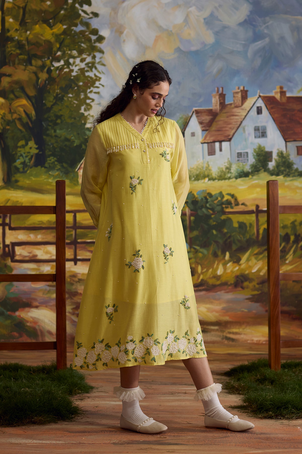 Sunray Floral Beaded Dress