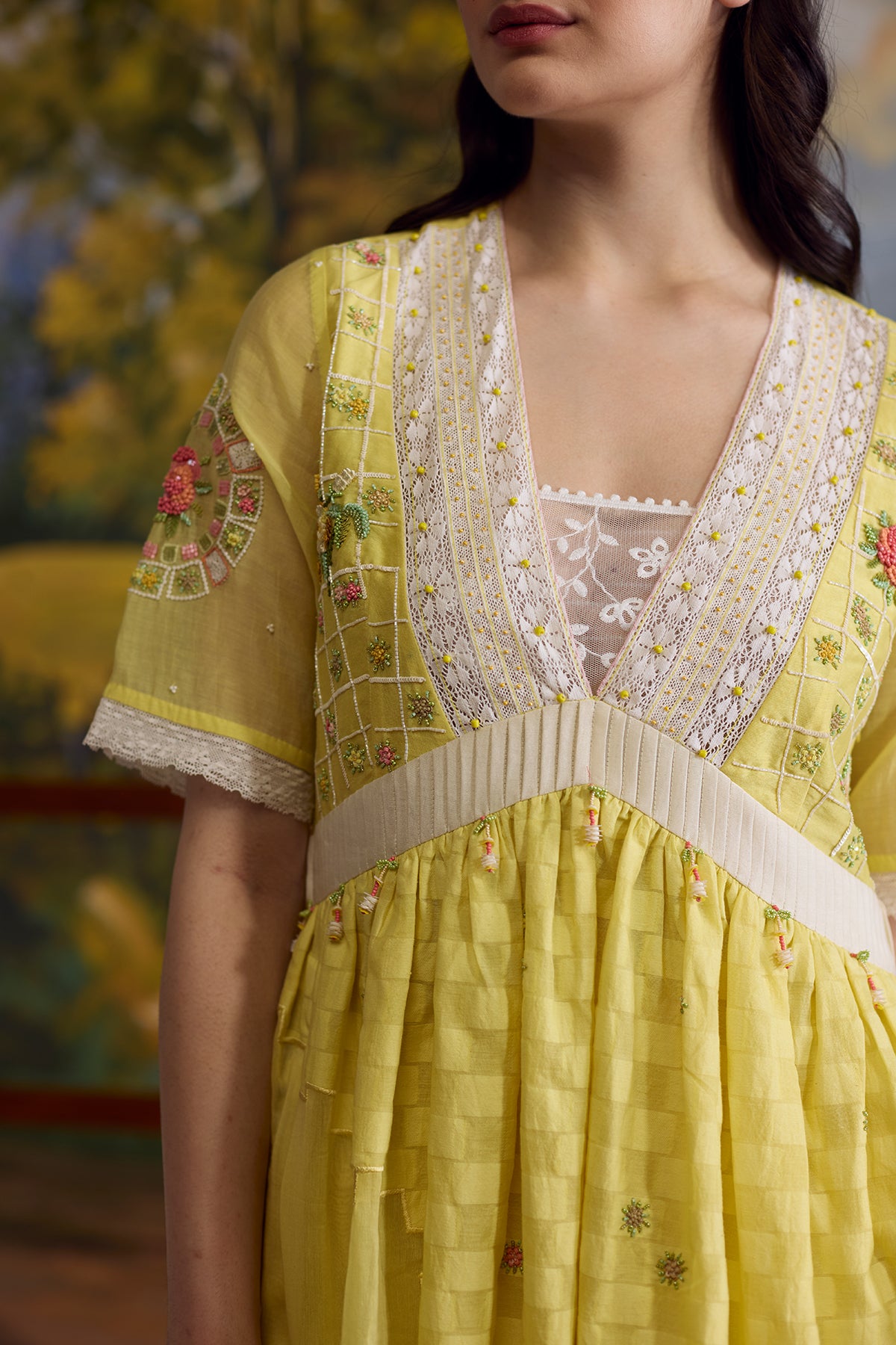 Sunray Checkered Beaded Dress