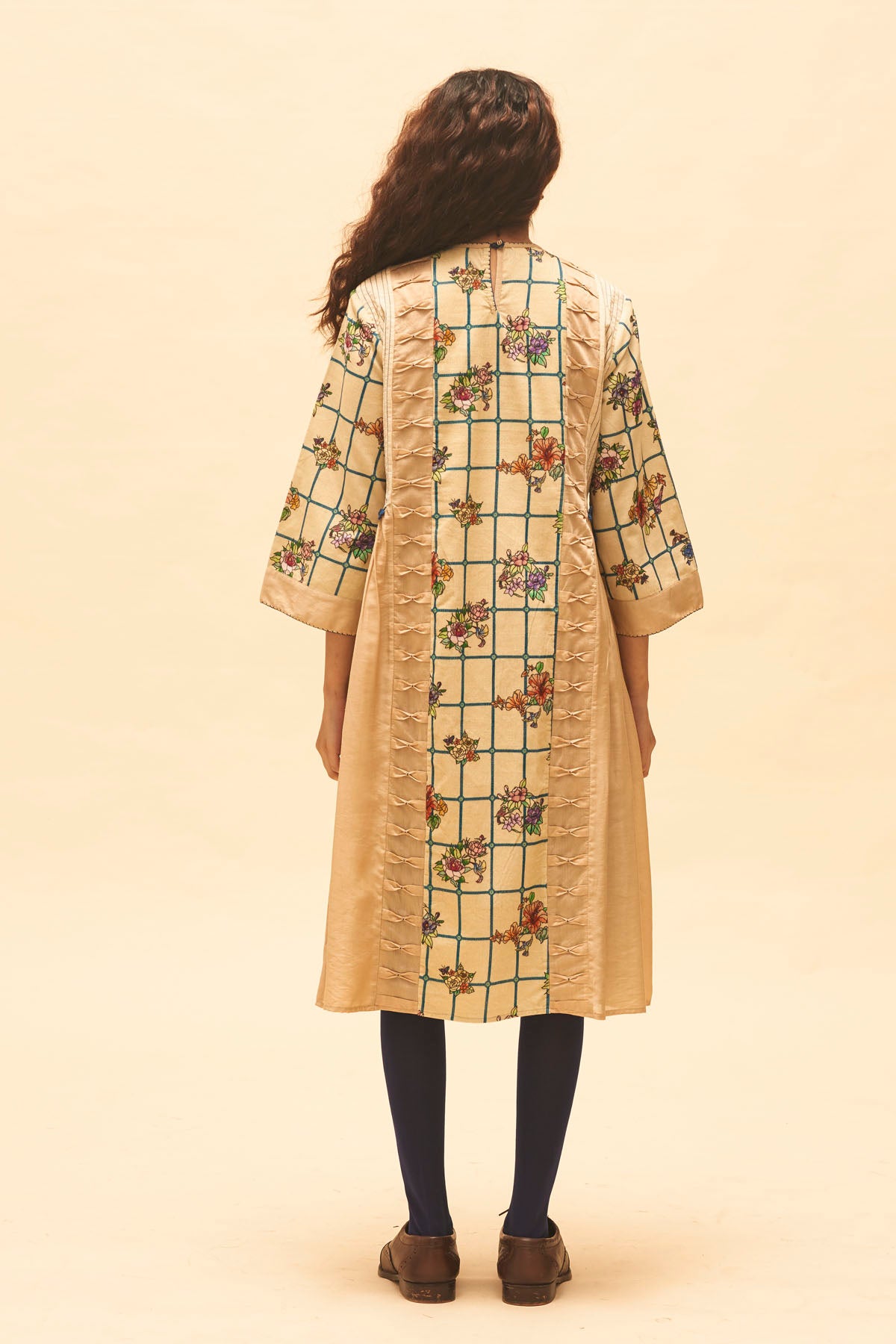 Sand Checked Dress