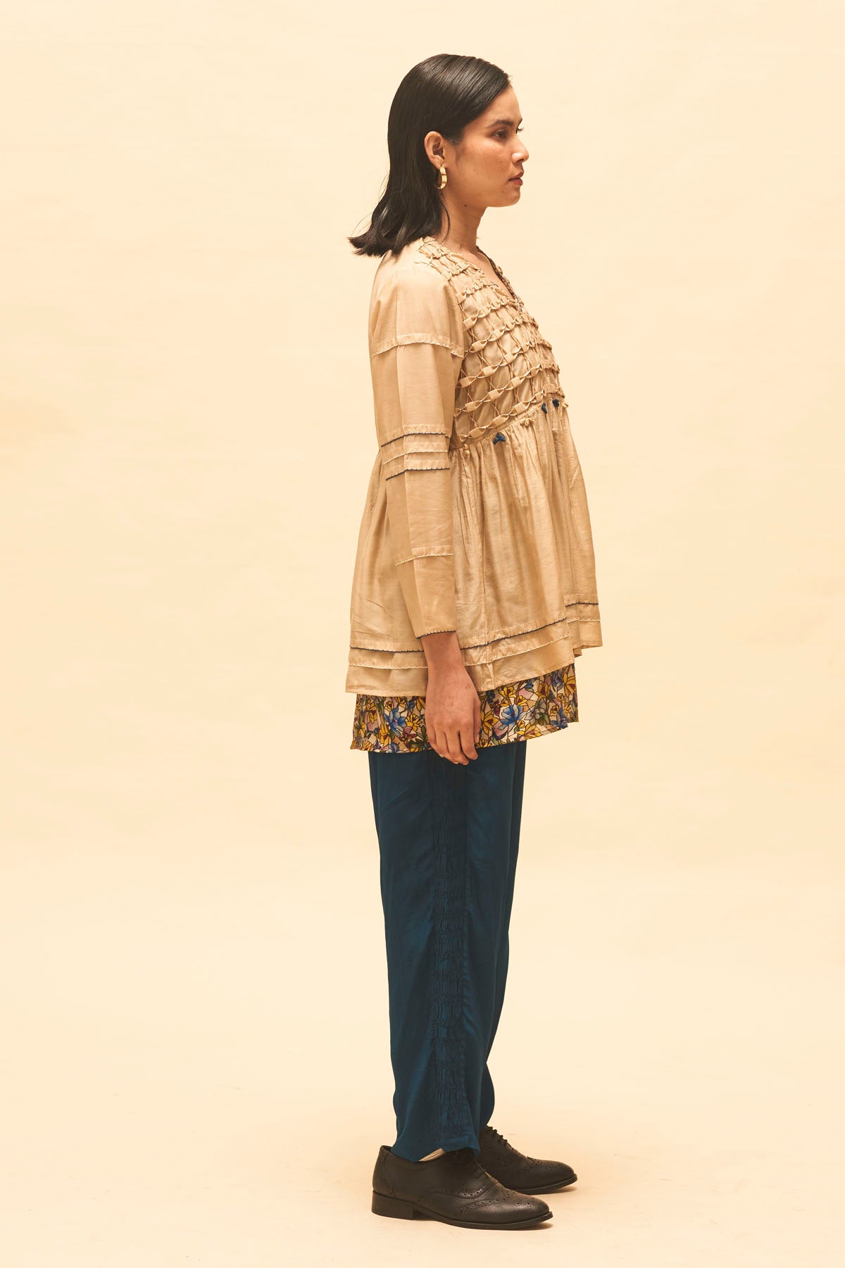 Sand Smocked Top