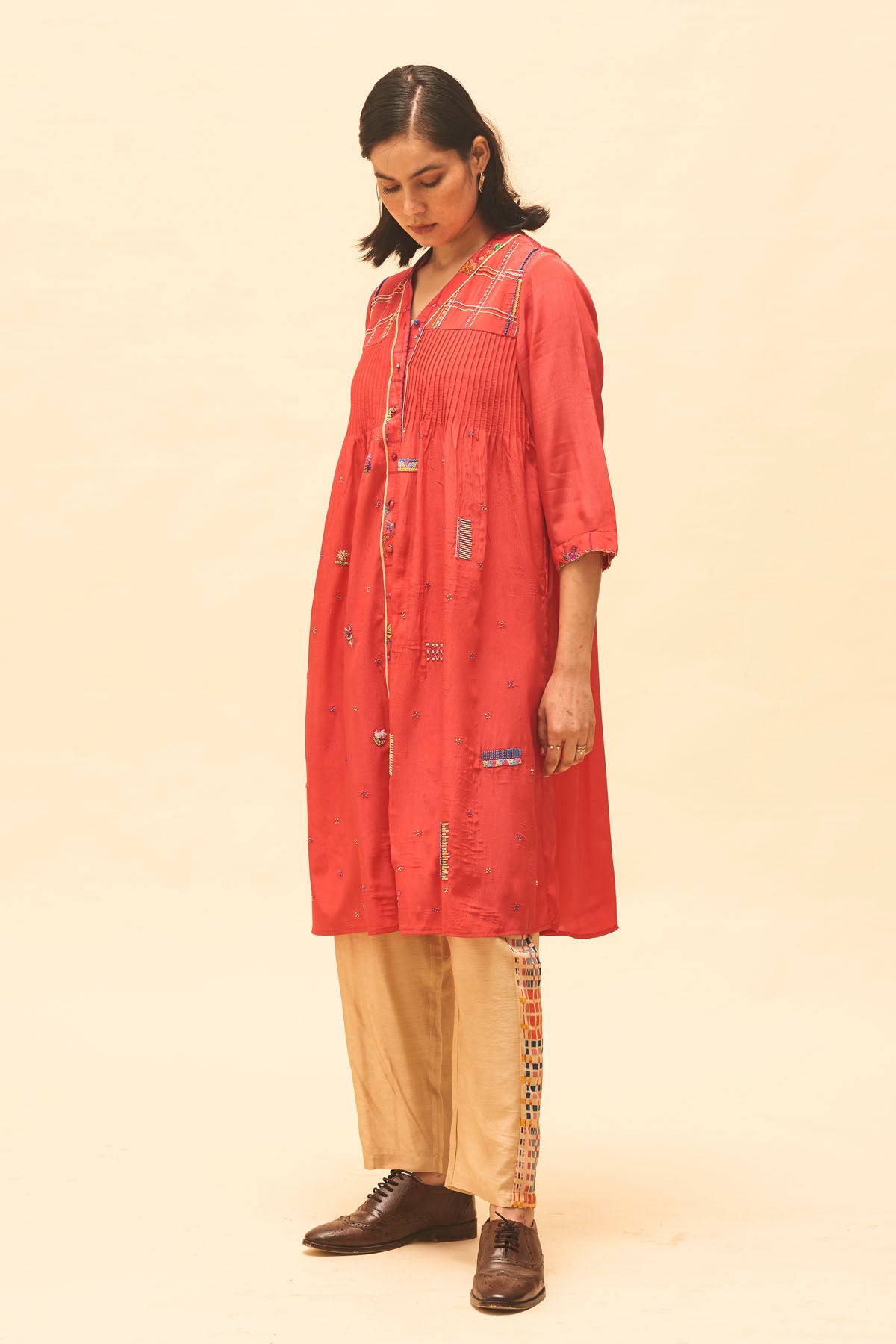 Crimson Buttoned Tunic
