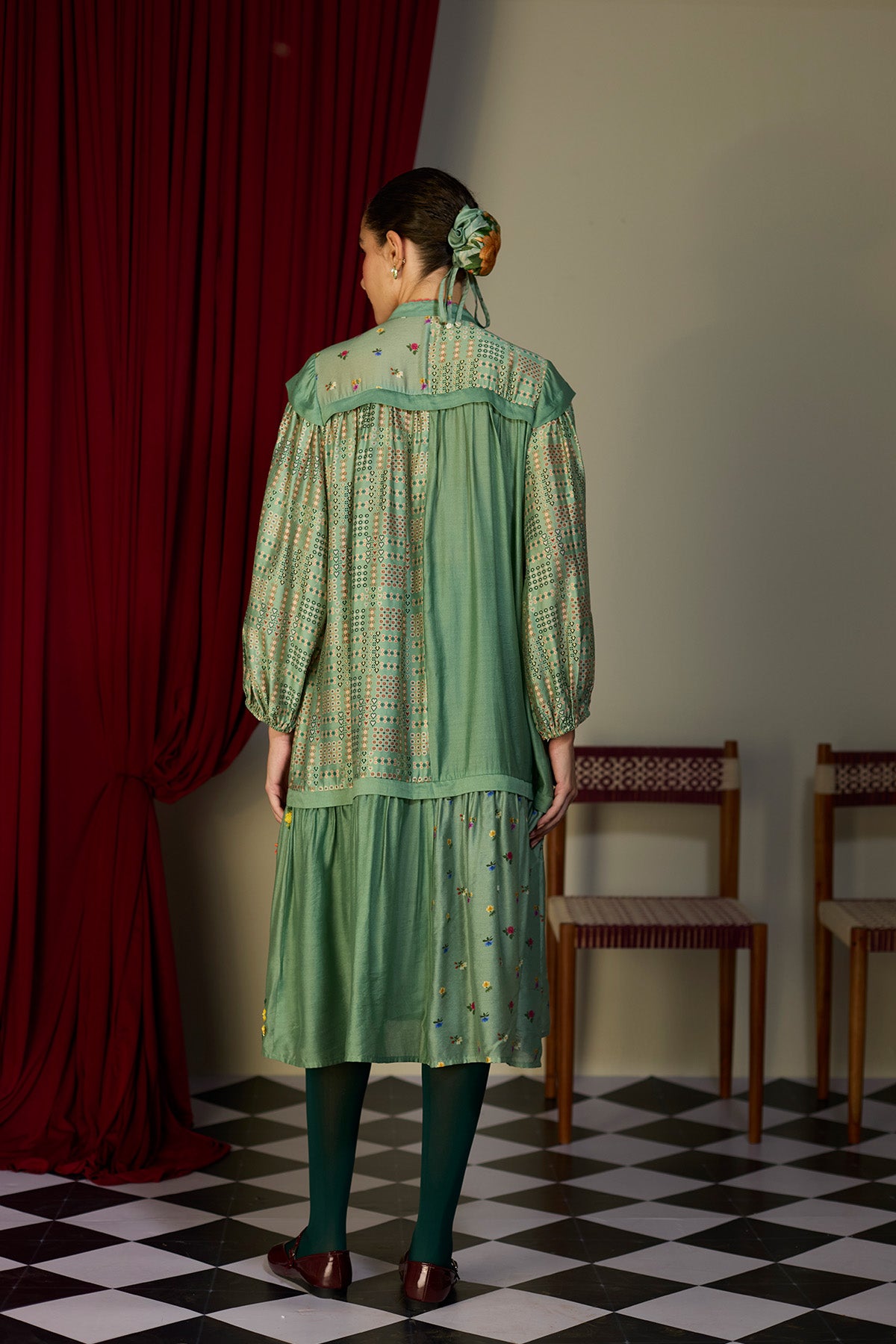 Verdant Green Printed Dress