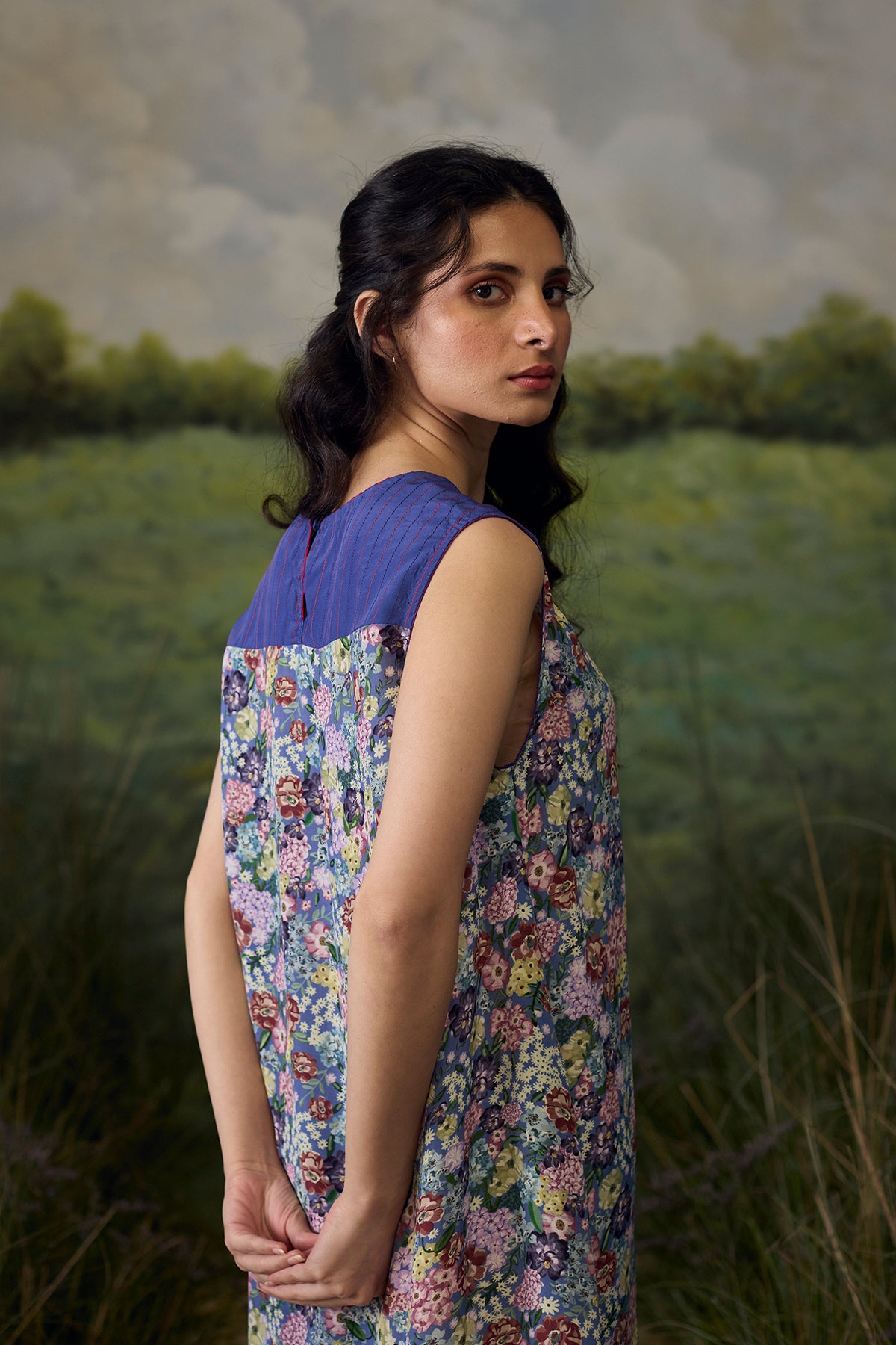 Mystic blue floral dress
