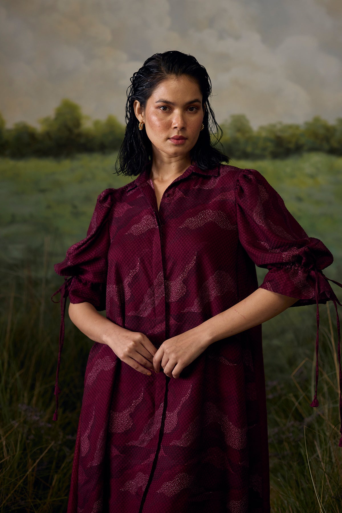 Crimson textured dress