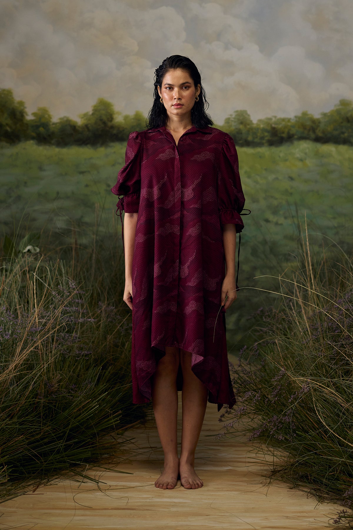 Crimson textured dress