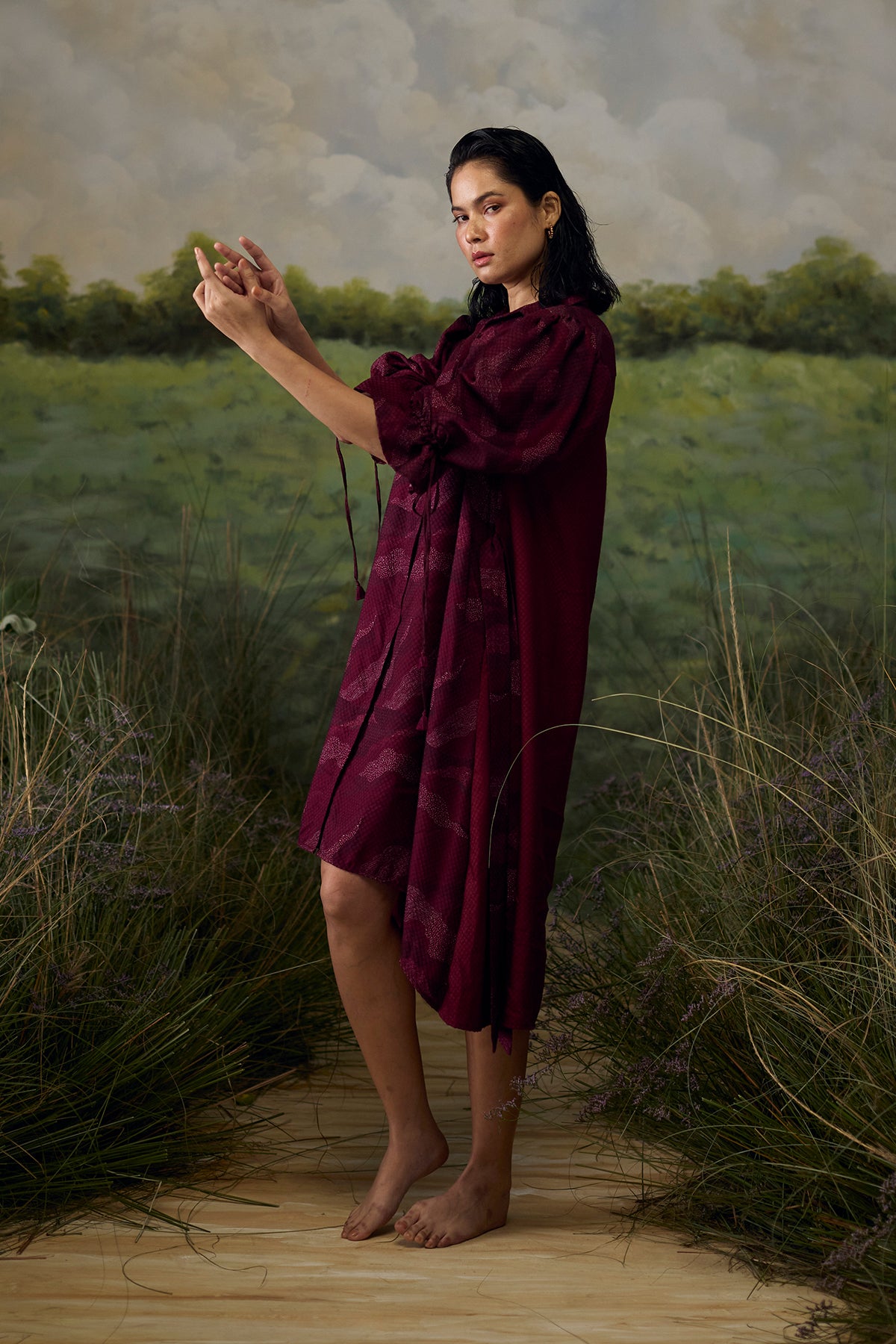 Crimson textured dress