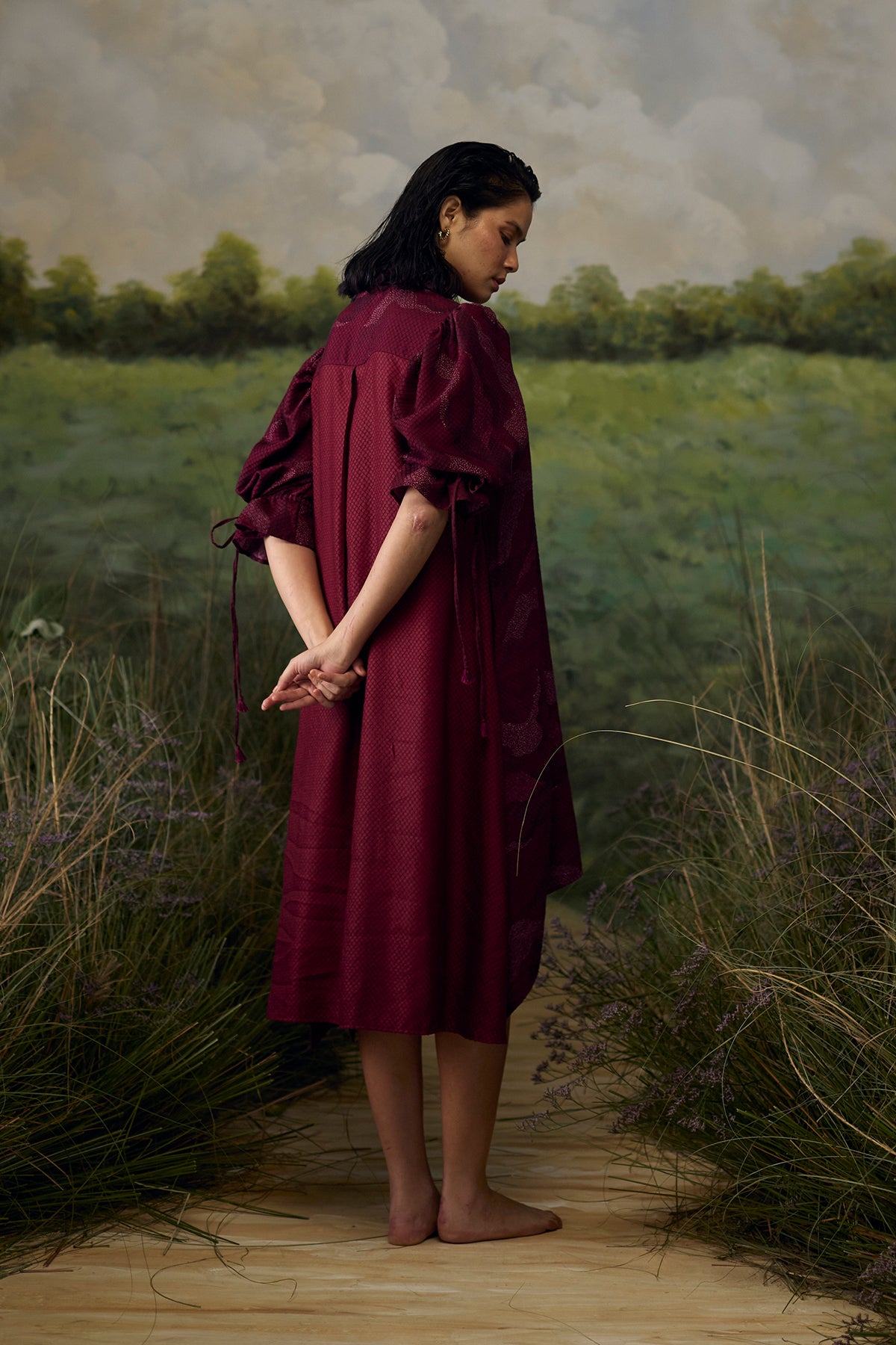 Crimson textured dress