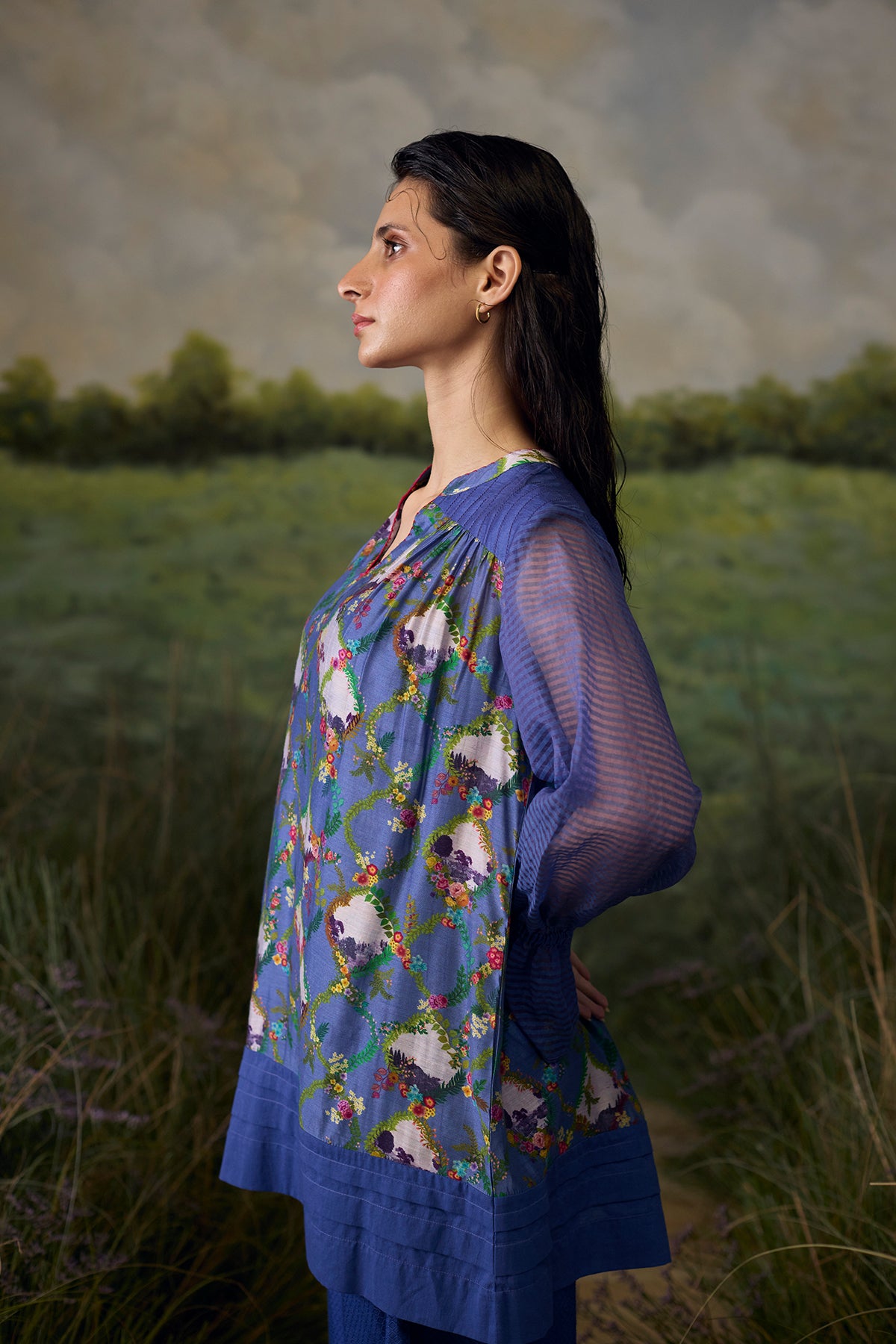 Mystic blue floral top