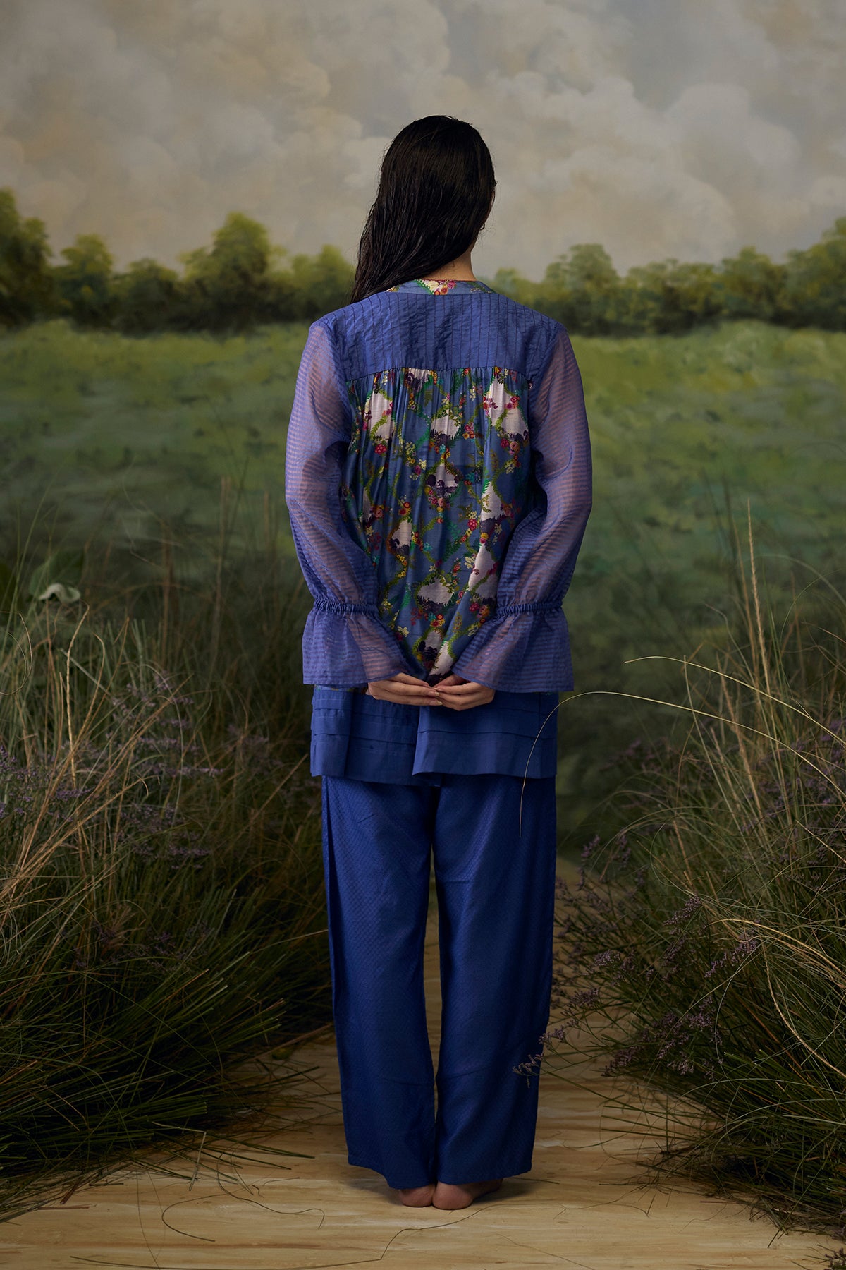 Mystic blue floral top