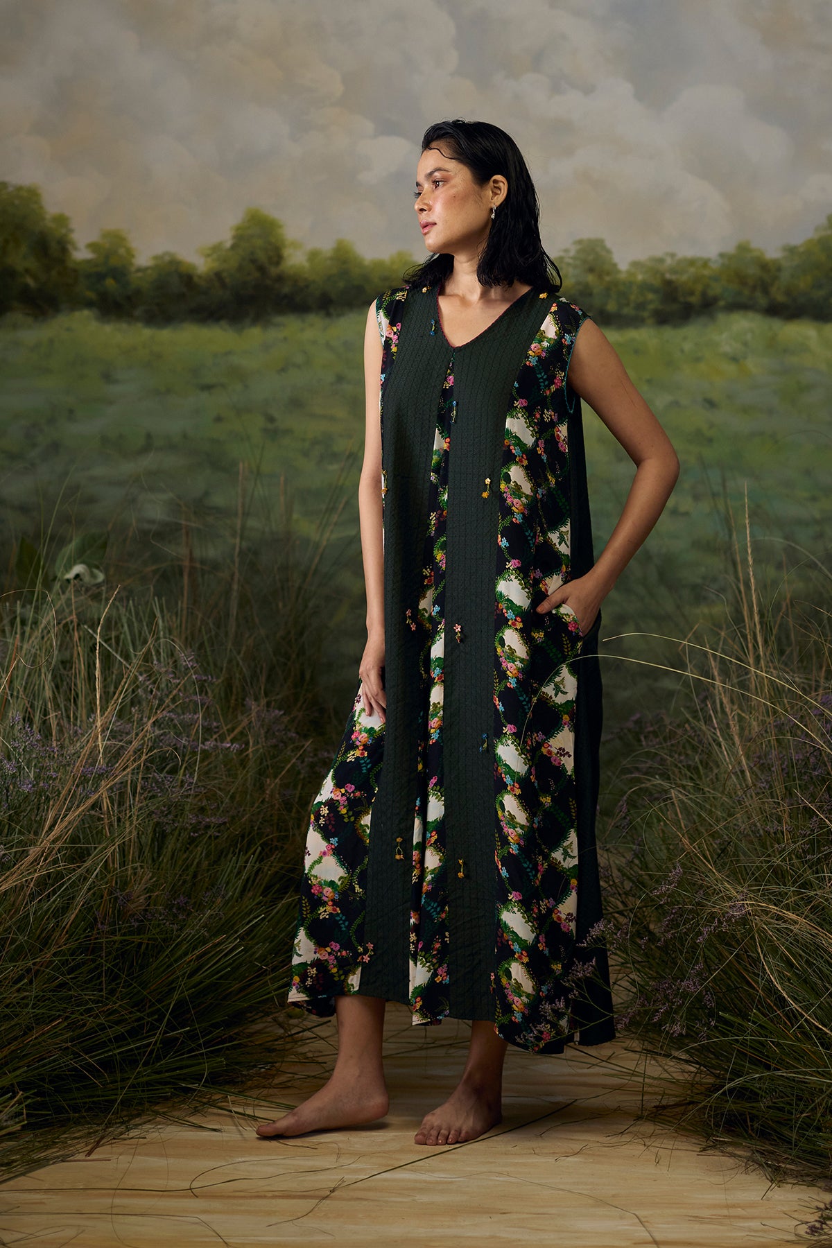 Onyx printed maxi dress