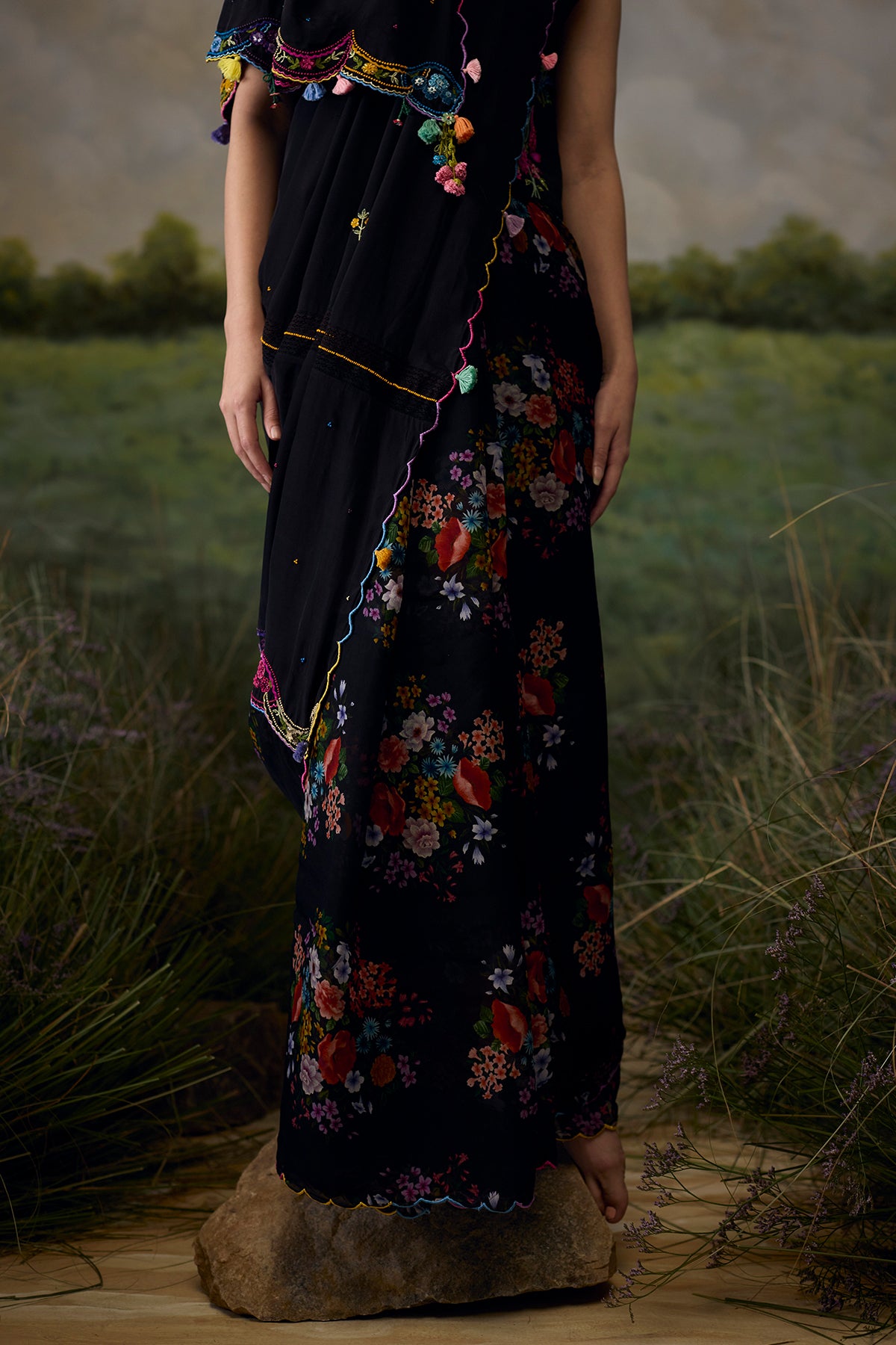 Onyx Floral Saree