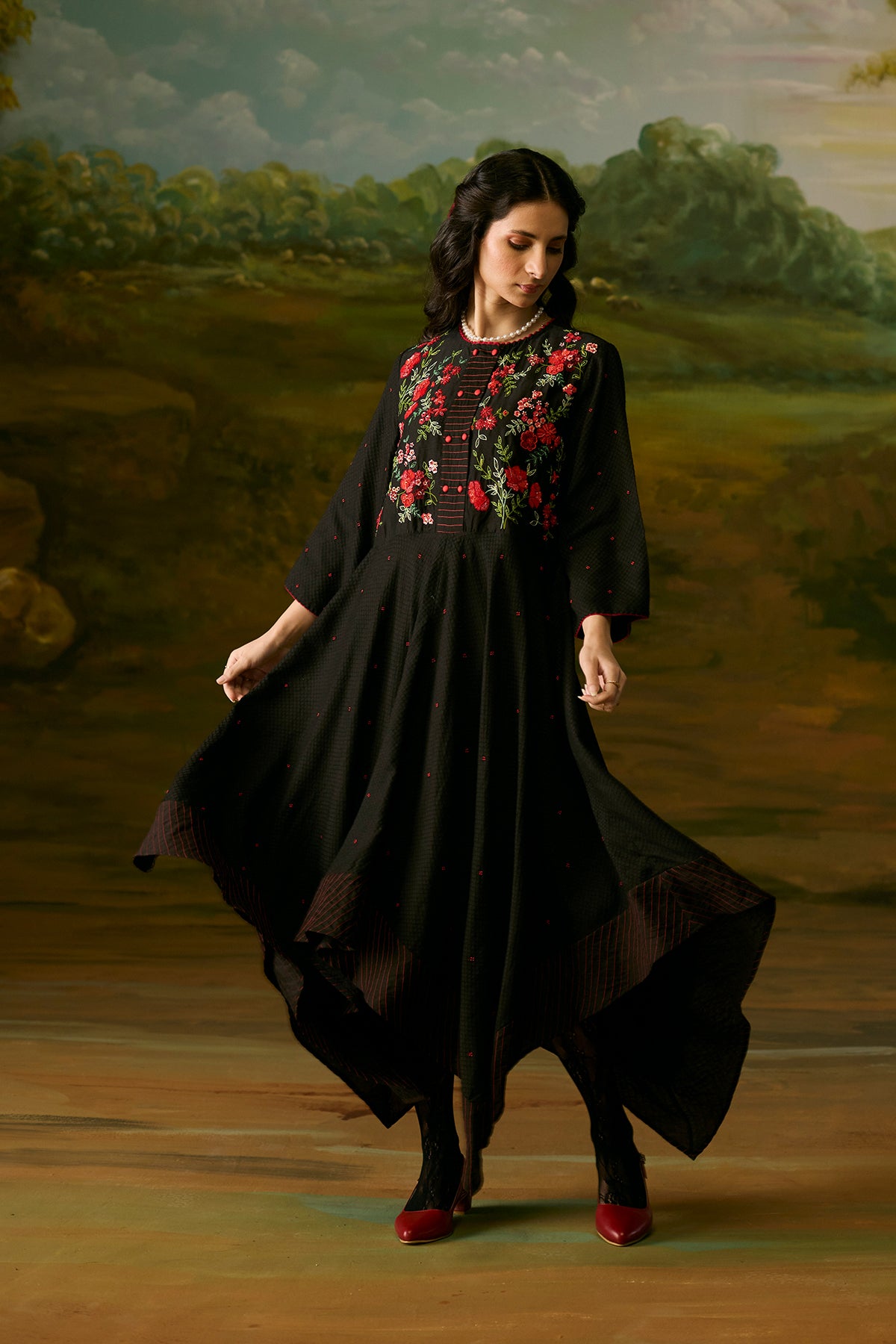 Onyx Embroidered Dress
