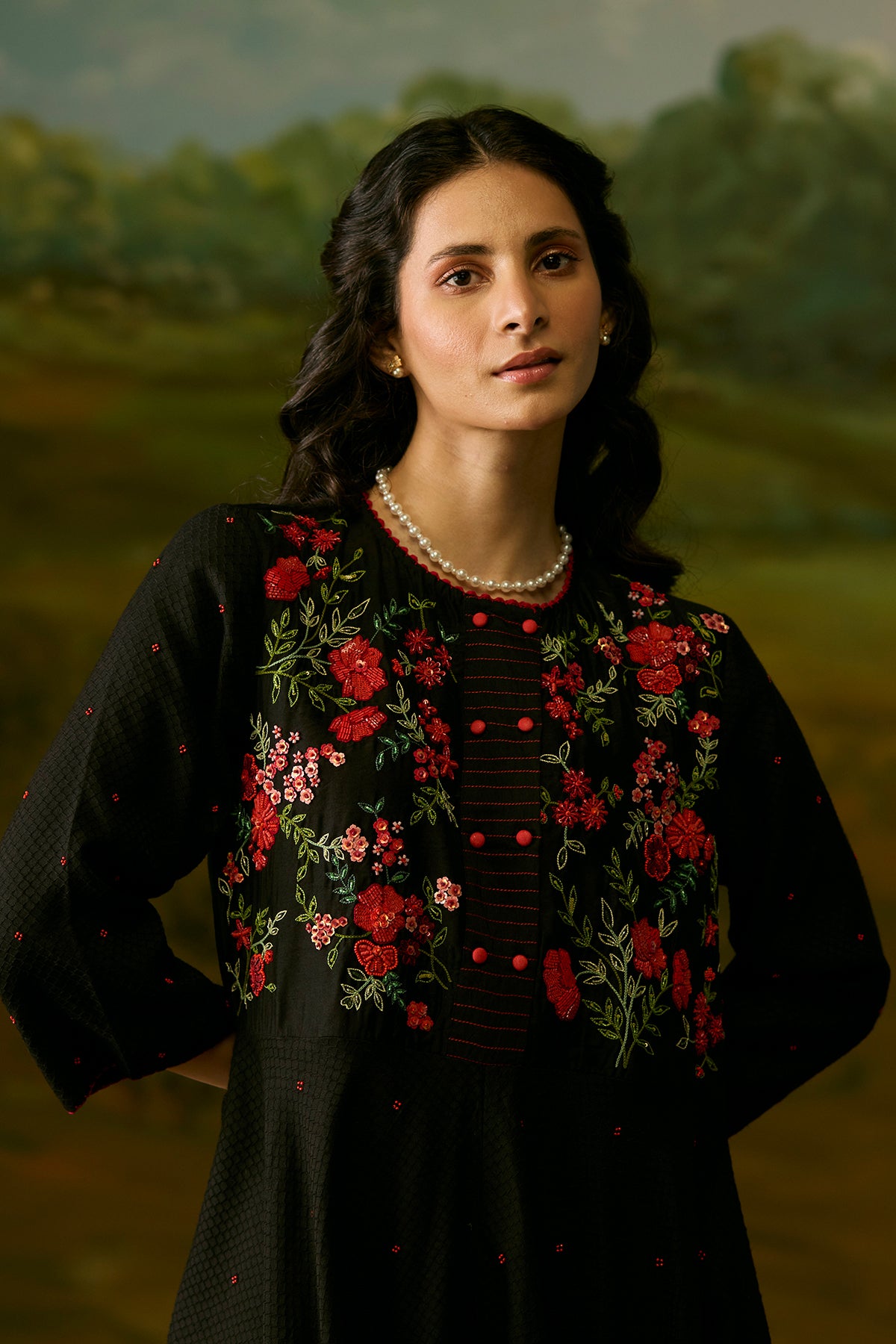 Onyx Embroidered Dress