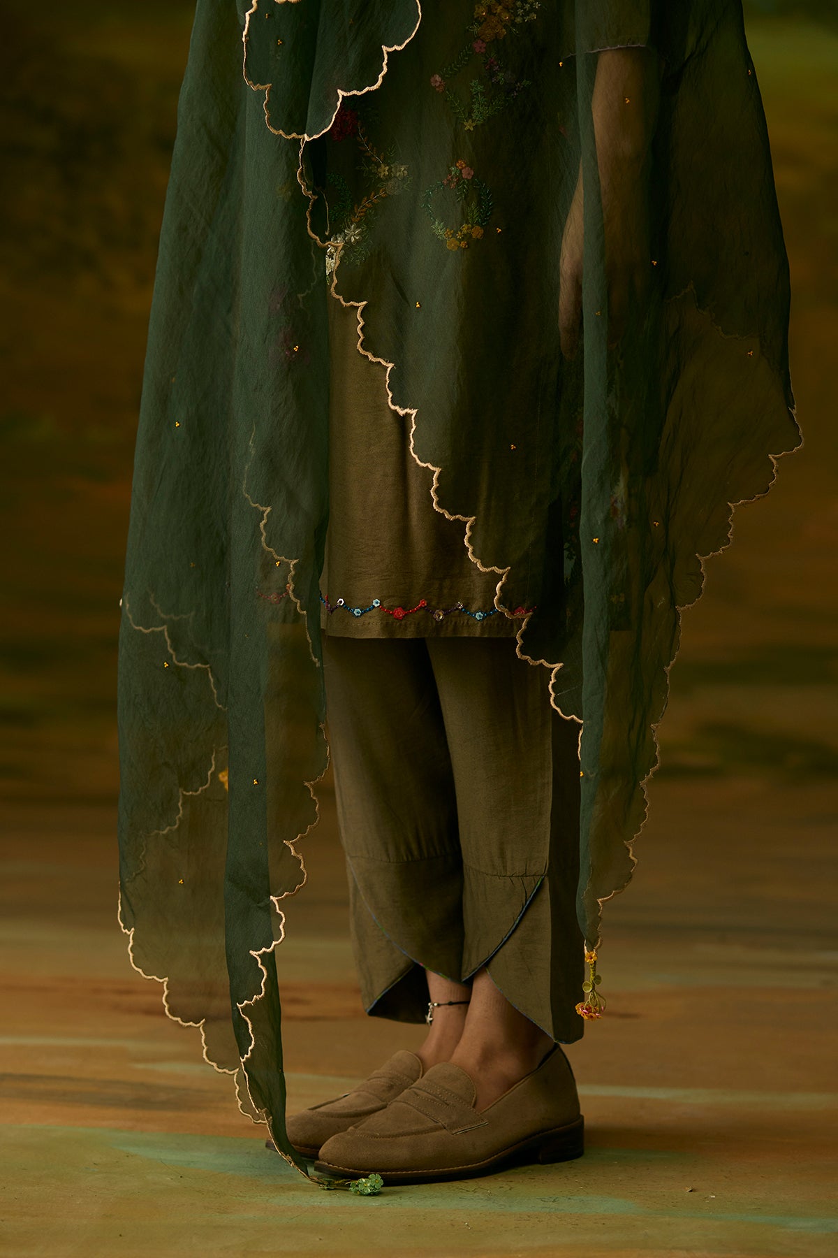 Dusty grey floral kurta