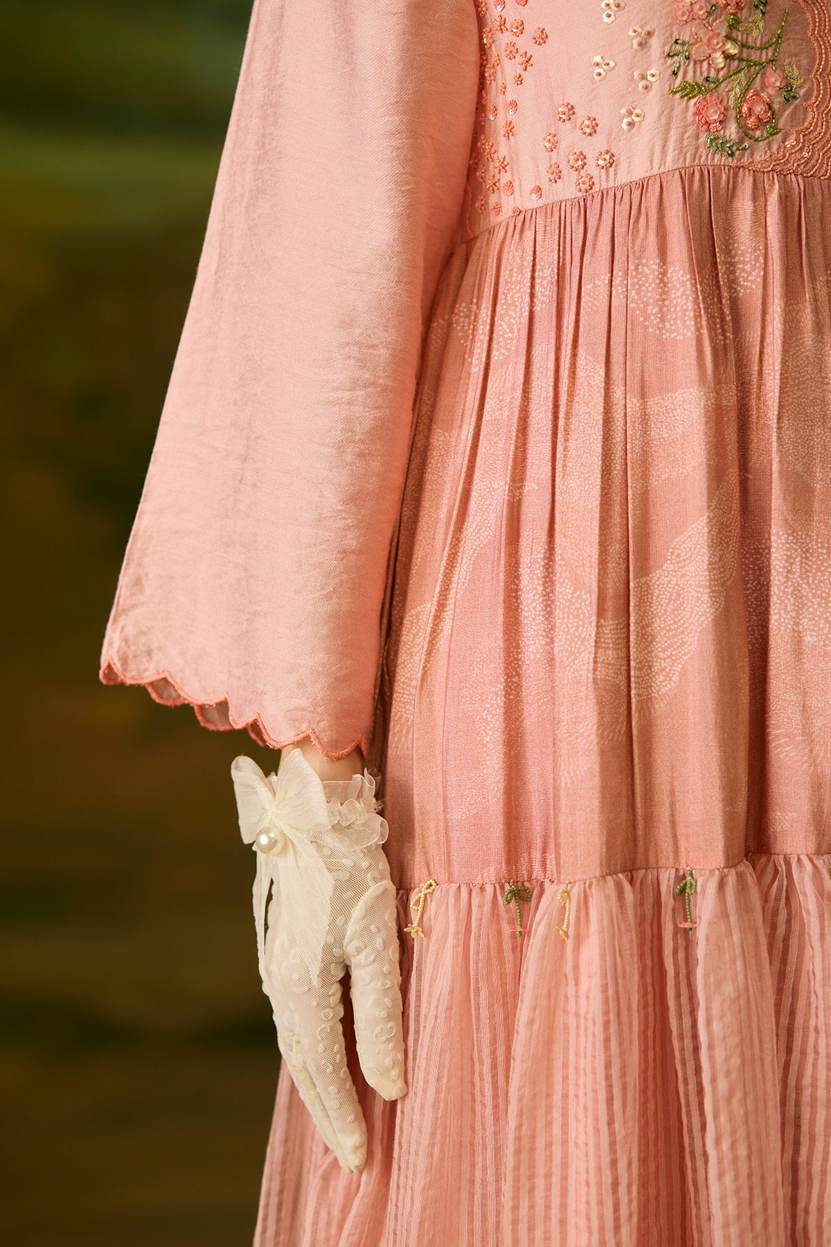 Coral peach embroidered dress