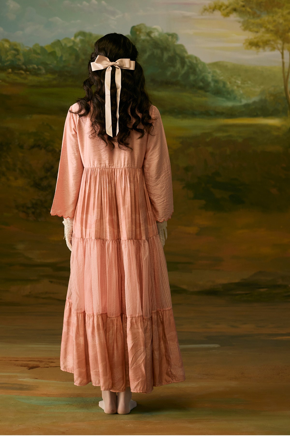 Coral peach embroidered dress